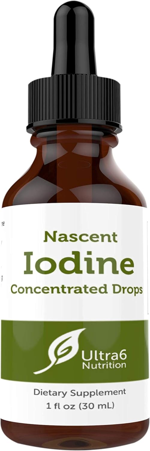 Nascent Iodine Drops for Thyroid Support by Ultra6 Nutrition - Complete Supplement for Iodine Boost