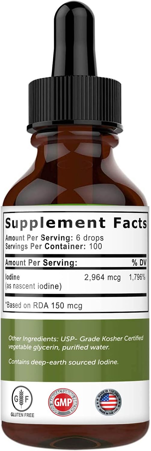 Nascent Iodine Drops for Thyroid Support by Ultra6 Nutrition - Complete Supplement for Iodine Boost