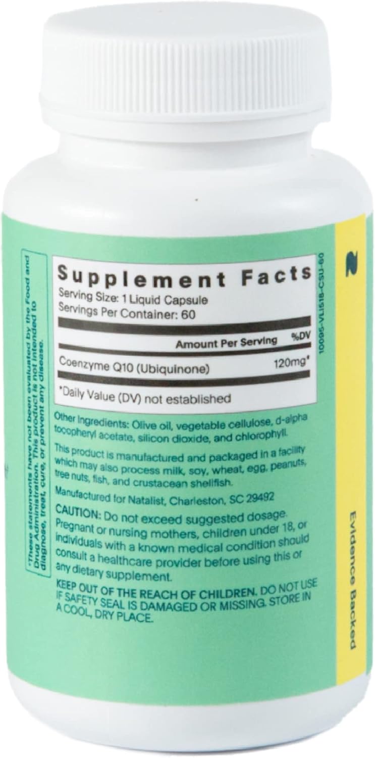 NATALIST CoQ10 Ubiquinone 120mg Fertility Vitamin Antioxidant Supplement for Women & Men - Vegan, Non-GMO - 60 Liquid Capsules