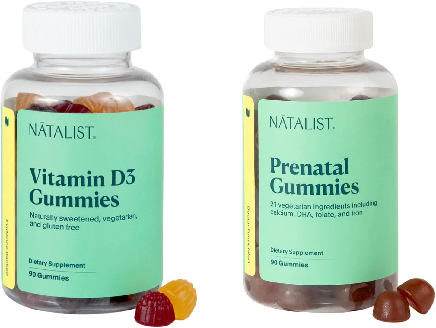 NATALIST Immune Support Gummy Bundle for Preconception & Pregnancy - Prenatal & Vitamin D3 - 90 Count Each - Vegetarian & Gluten-Free