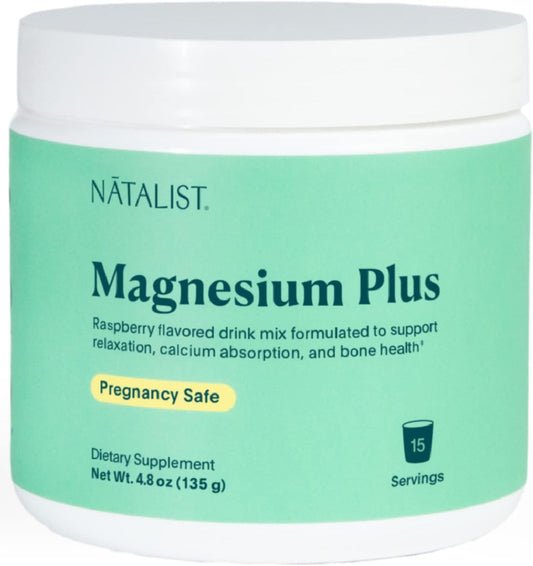 NATALIST Magnesium Plus Drink Mix - Complete Women's Whole Body Replenish & Relax Supplement with Calcium & Vitamin D3 - Raspberry Flavor - 15 Servings