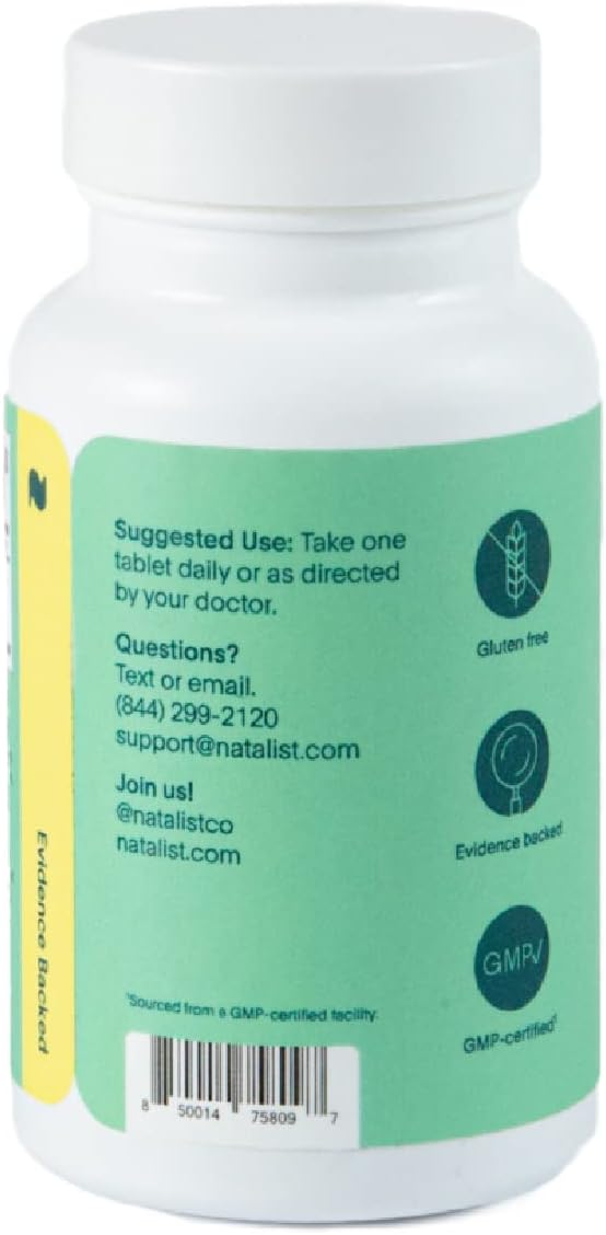 NATALIST MTHF Folate 1000 mcg (L-5-MTHF) Tablets for Women's Fertility & Pregnancy - Vegan, Gluten-Free Daily Supplement for Reproductive Health & Fetal Development