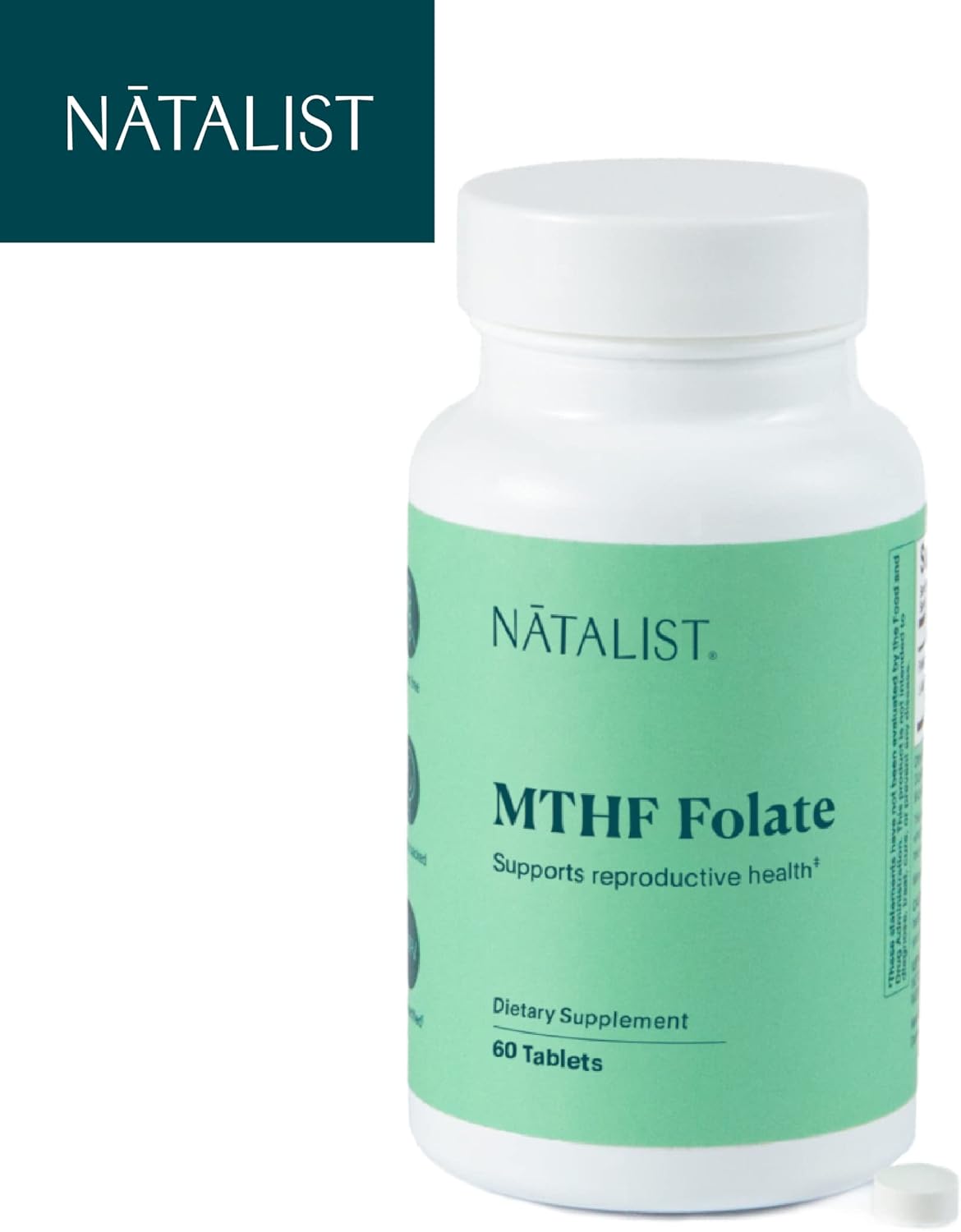 NATALIST MTHF Folate 1000 mcg (L-5-MTHF) Tablets for Women's Fertility & Pregnancy - Vegan, Gluten-Free Daily Supplement for Reproductive Health & Fetal Development