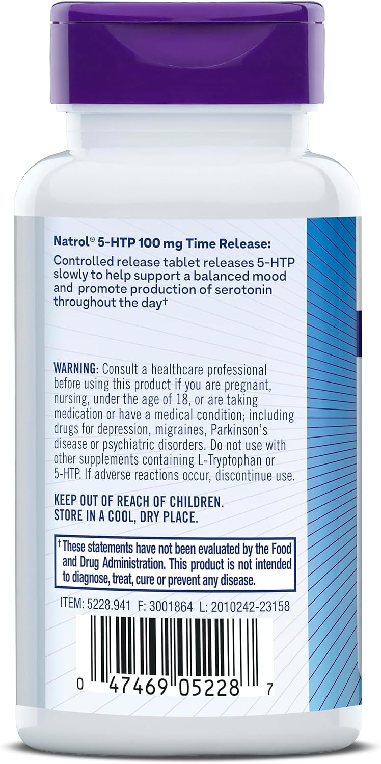 Natrol 5-HTP 100mg Time Release Tablets for Balanced Mood - 90 Count