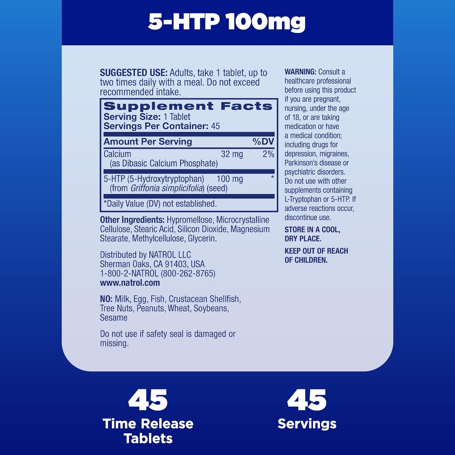 Natrol 5-HTP 100mg Time Release Tablets for Balanced Mood - 90 Count
