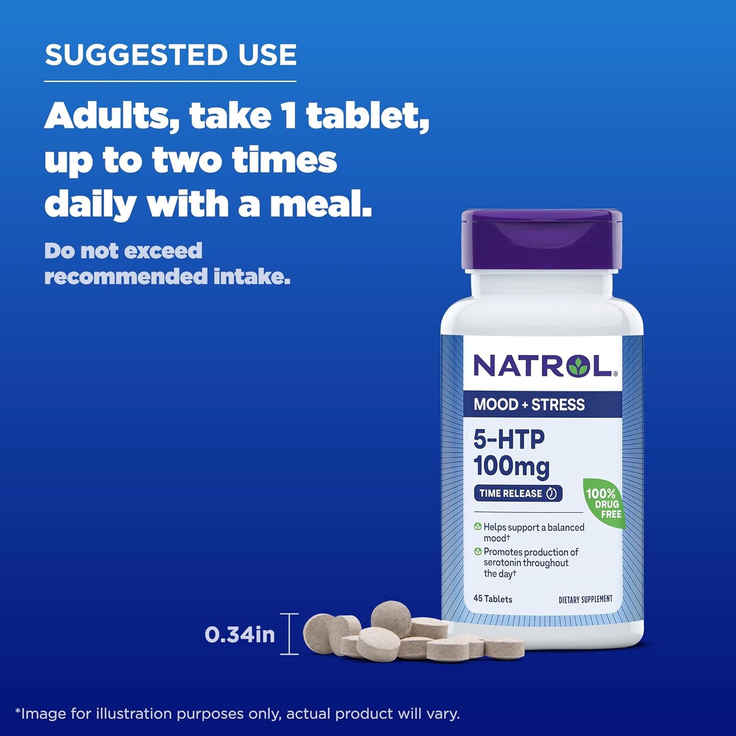 Natrol 5-HTP 100mg Time Release Tablets for Balanced Mood - 90 Count