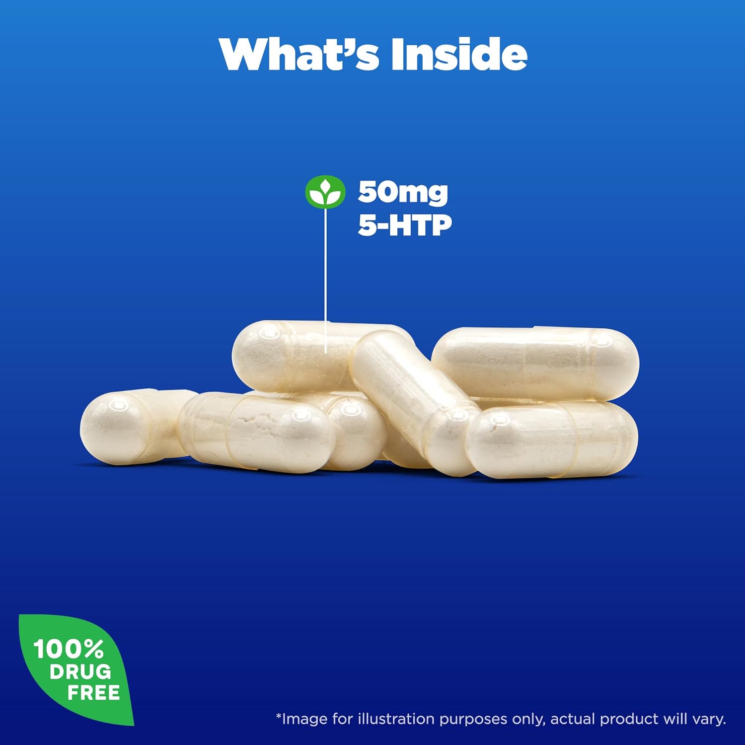 Natrol 5-HTP Mood & Stress Dietary Supplement 50mg Capsules - Balanced Mood Support - 45 Day Supply