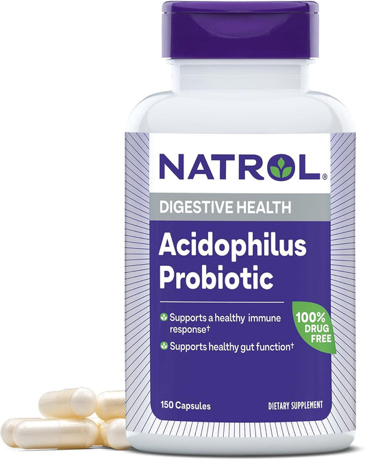 Natrol Acidophilus Probiotic 100mg 150 Capsules for Digestive Health, Gut Function Support
