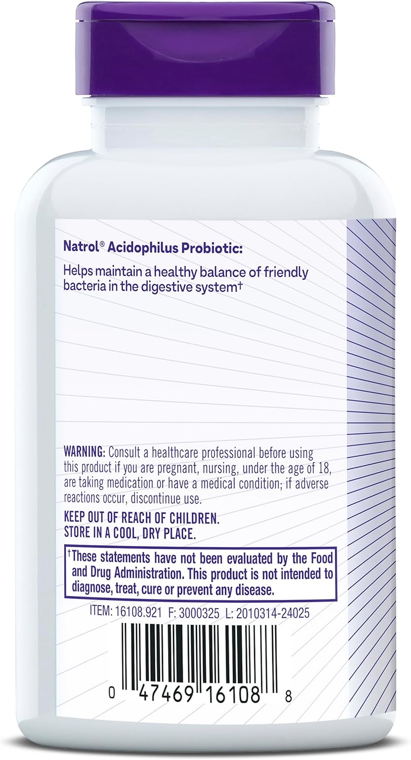 Natrol Acidophilus Probiotic 100mg 150 Capsules for Digestive Health, Gut Function Support