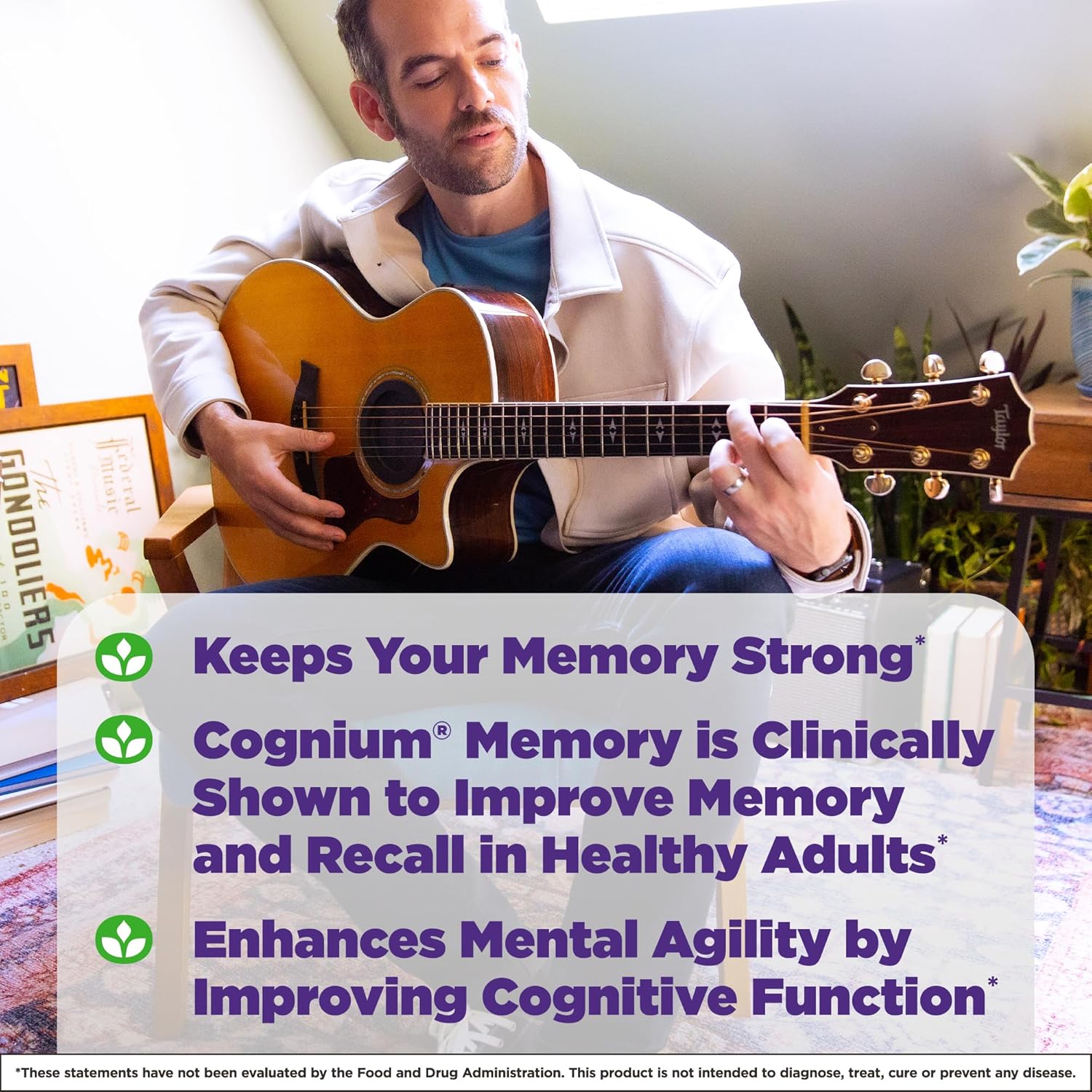 Natrol Cognium Memory Extra Strength with Silk Protein Hydrolysate 200mg - Brain Health and Memory Support Supplement - 60 Tablets