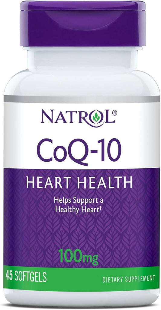 Natrol CoQ-10 Softgels 100mg for Heart Health - 45 Count Dietary Supplement