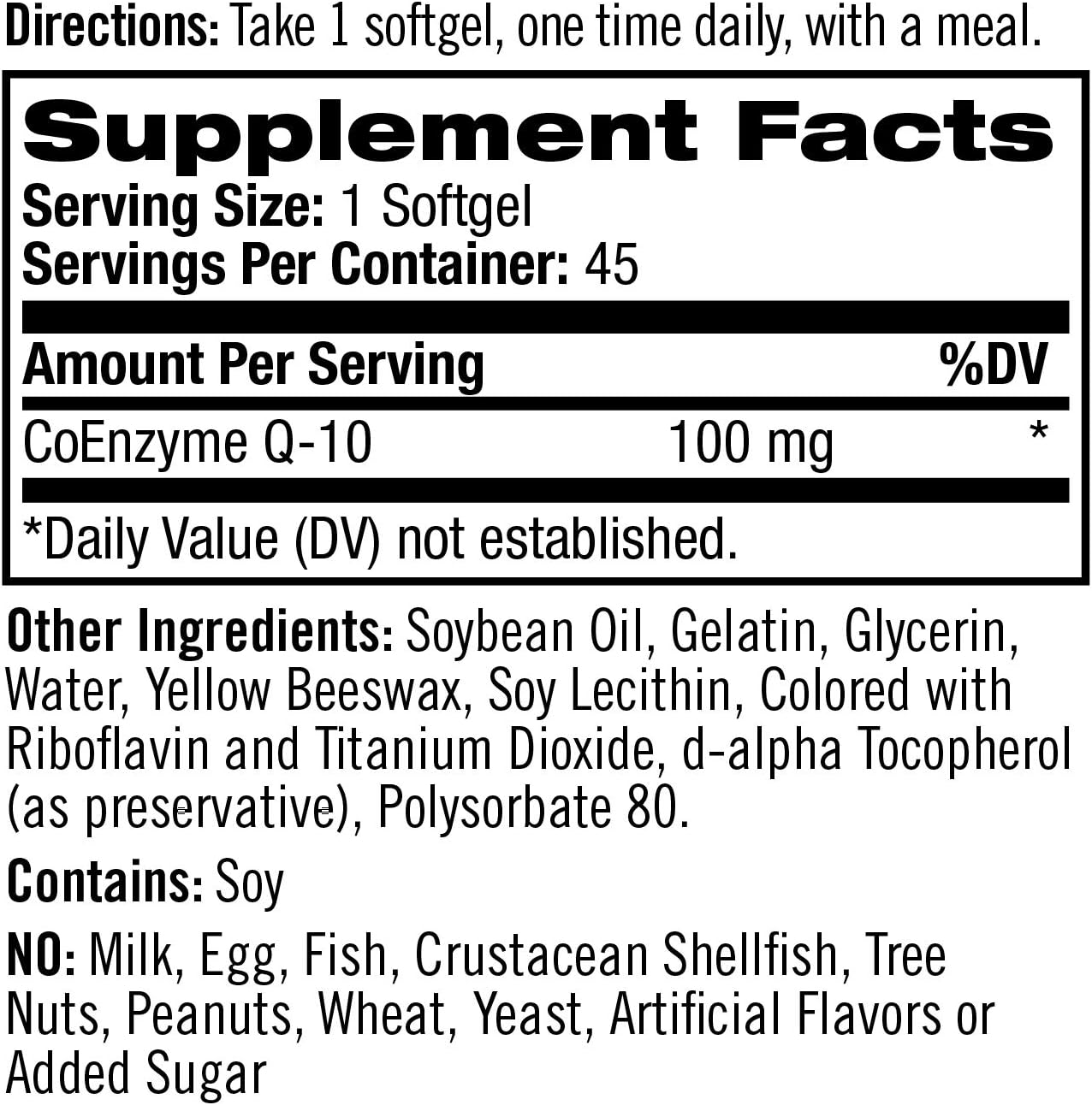 Natrol CoQ-10 Softgels 100mg for Heart Health - 45 Count Dietary Supplement