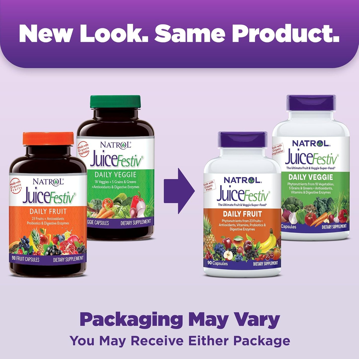 Natrol JuiceFestiv Daily Fruit & Veggie Supplement with SelenoExcell and Whole-Food Nutrients + Force Factor Total Beets Soft Chews with Beetroot, Nitrates, L-Citrulline, Grapeseed Extract
