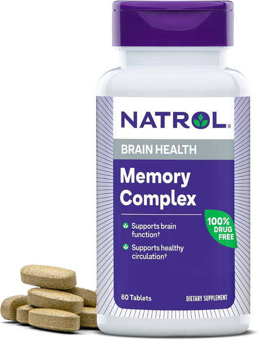 Natrol Memory Complex: Brain Health & Memory Support Supplement with Ginkgo Biloba & B Vitamins, 60 Tablets
