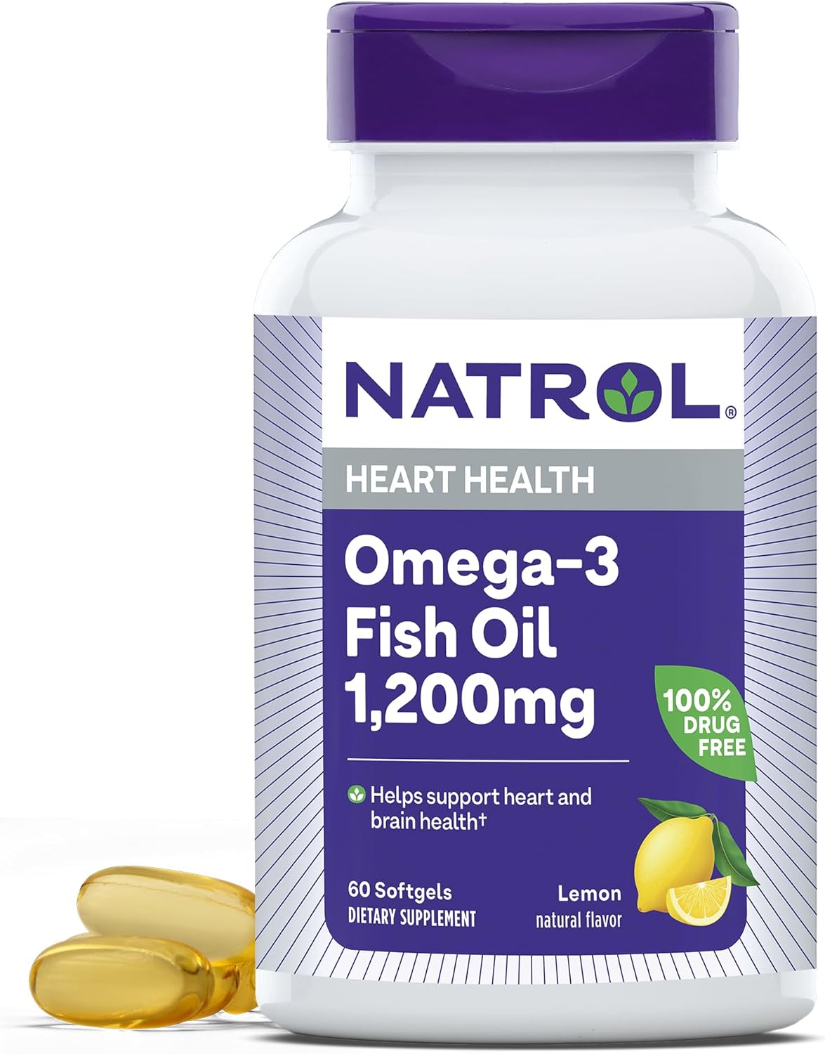 Natrol Omega-3 Fish Oil Softgels 1200mg Dietary Supplement for Heart Health - 60 Count