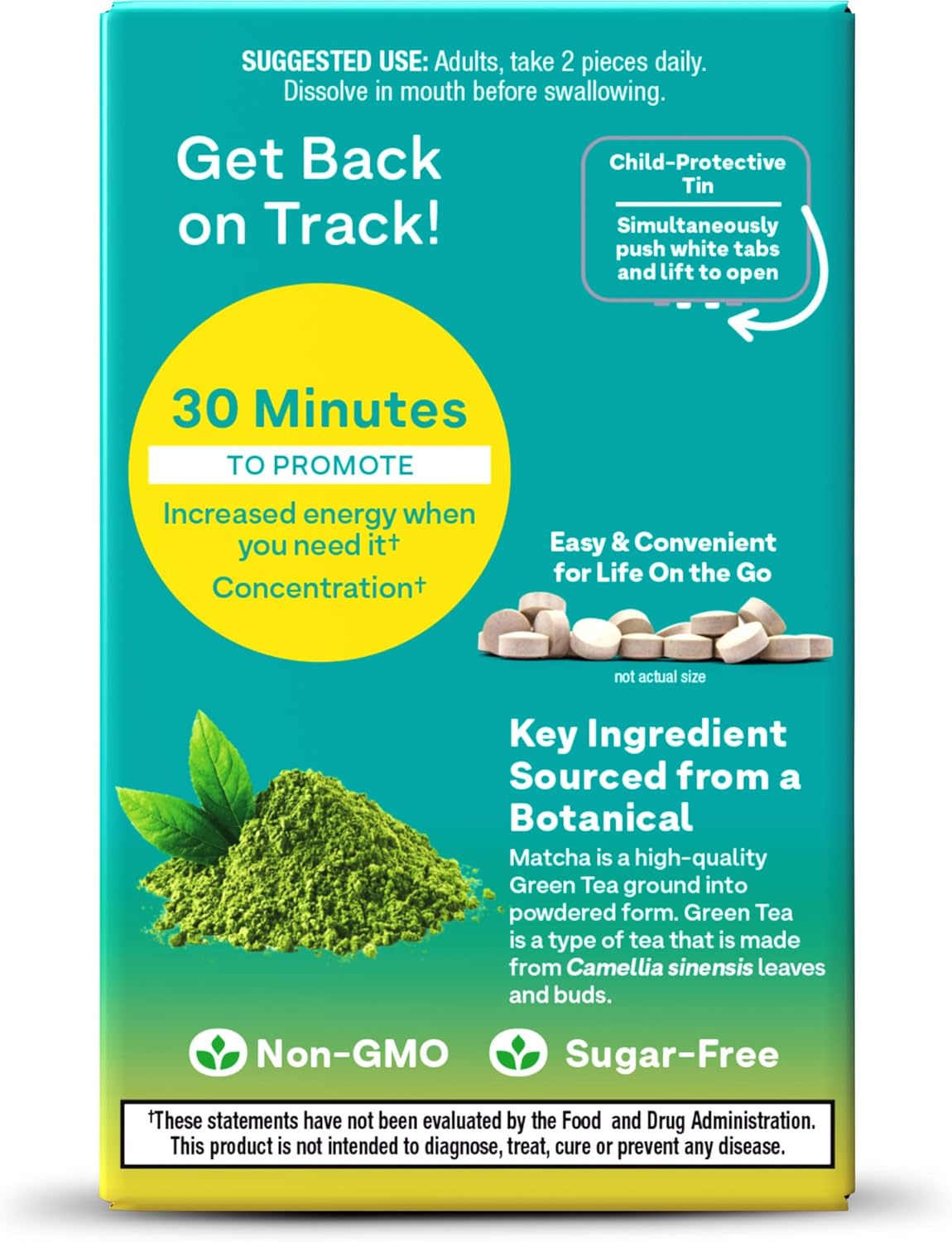 Natrol Quick Balance Energy Mints, Lemon Green Tea Flavor, 30 Count - Natural Energy Supplement for 15 Days