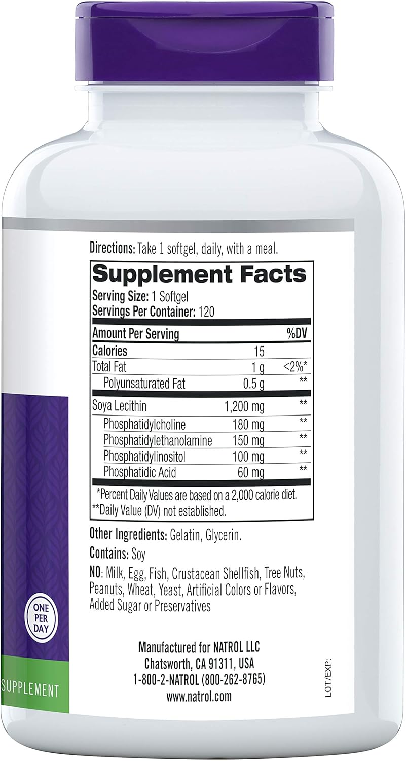 Natrol SOYA Lecithin Supplement - 1200 mg, 120 Tablets