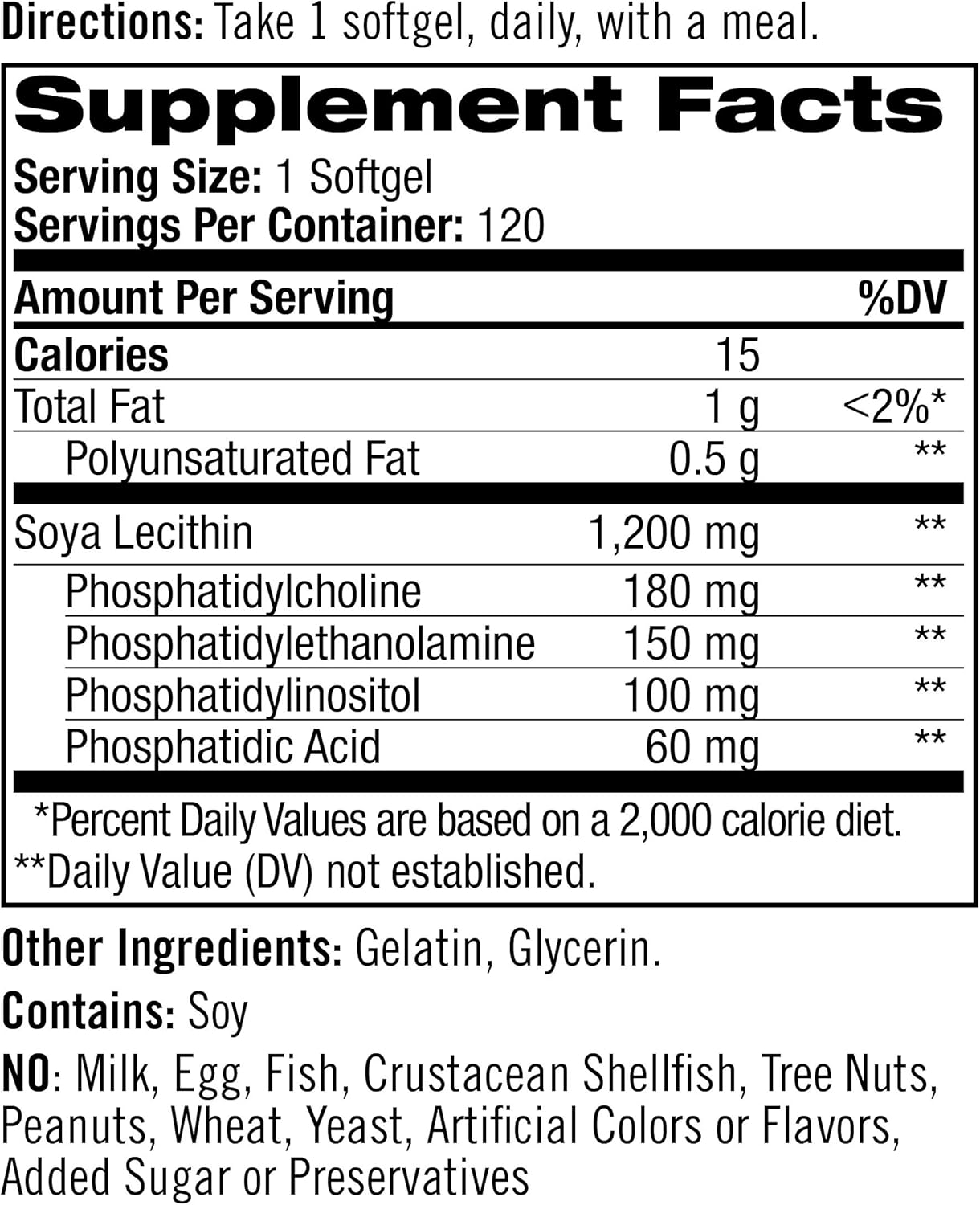 Natrol SOYA Lecithin Supplement - 1200 mg, 120 Tablets
