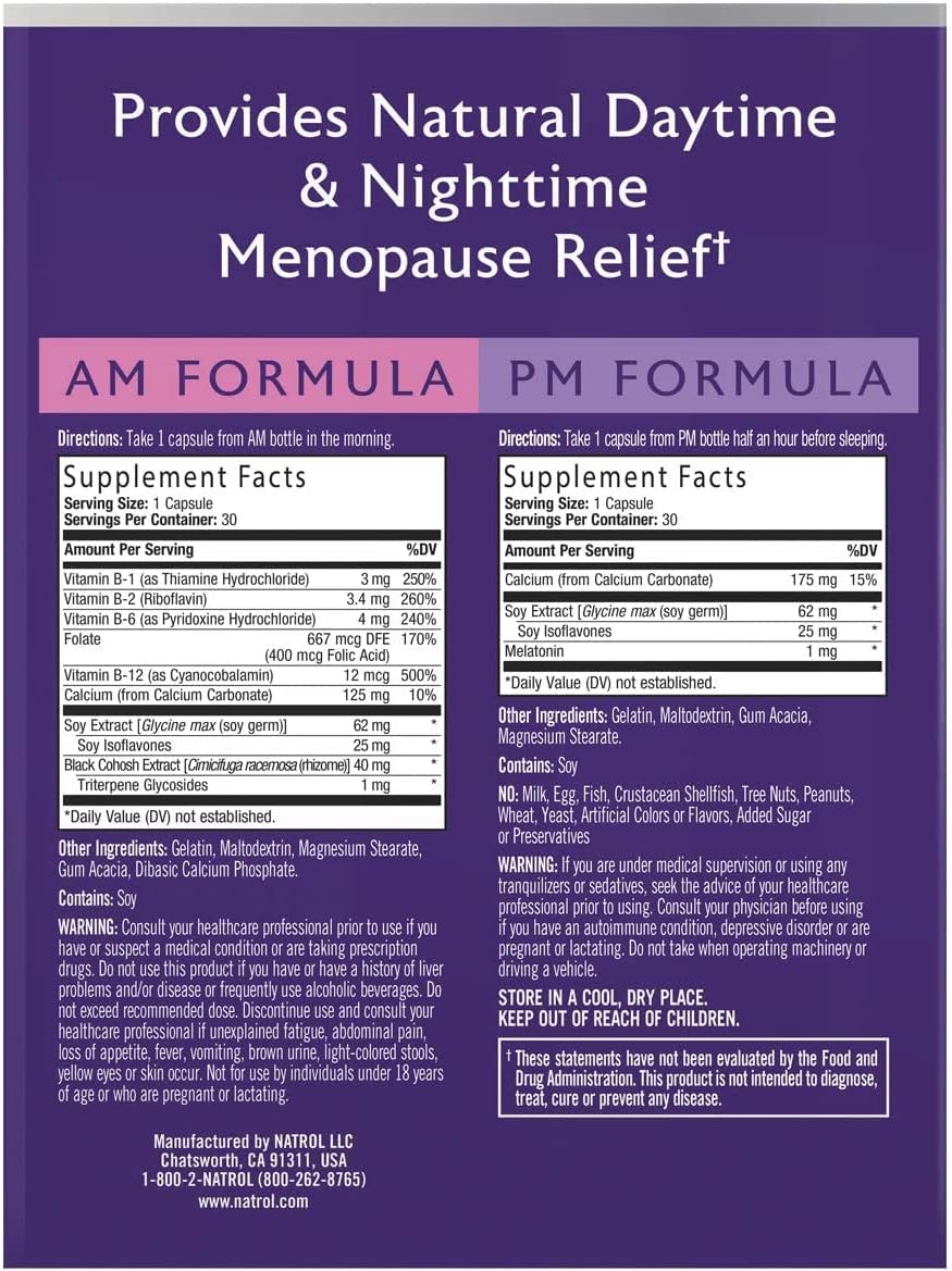 Natrol Women's Menopause Balance Supplement with 30 Tablets - Natural Hormone Support for Menopausal Symptoms