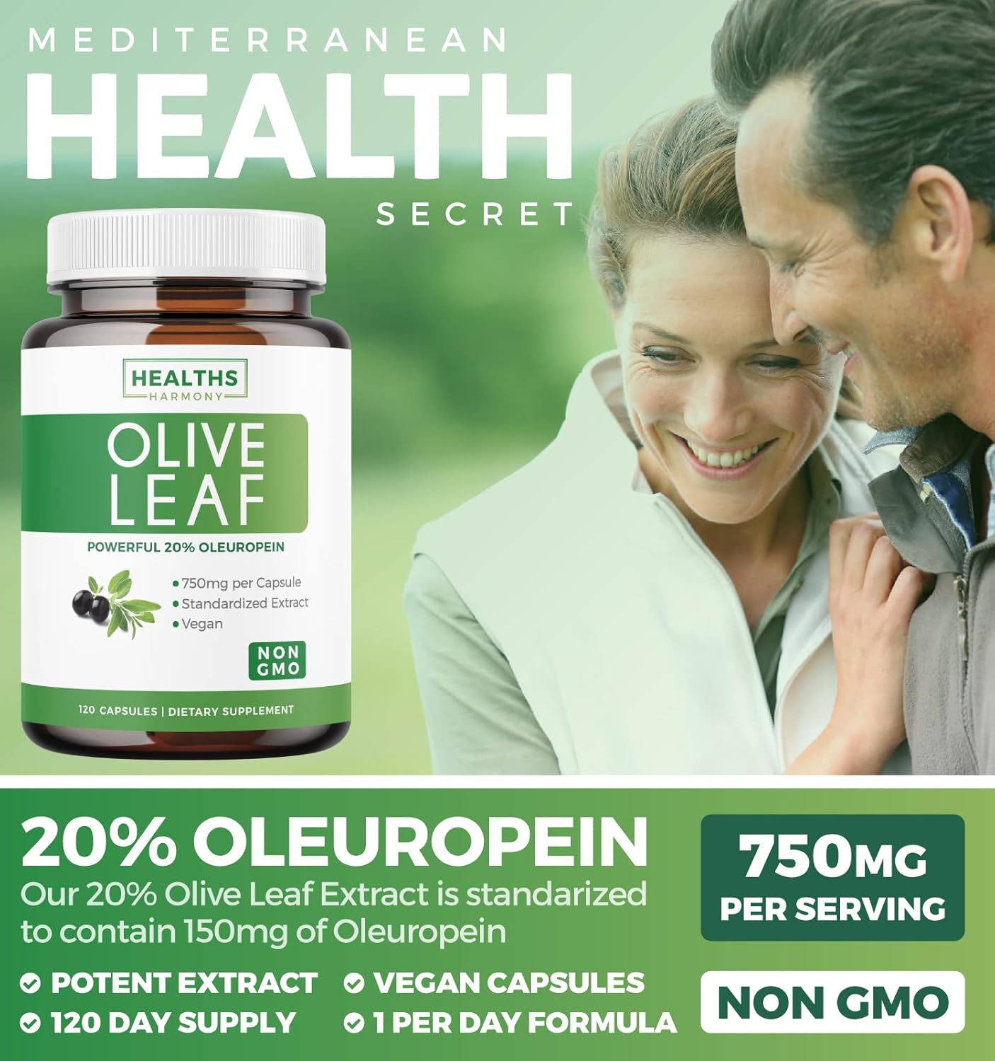 Nattokinase & Olive Leaf Combo - 4-Month Supply, Powerful Soybeans & Super Strength Extract with 20% Oleuropein