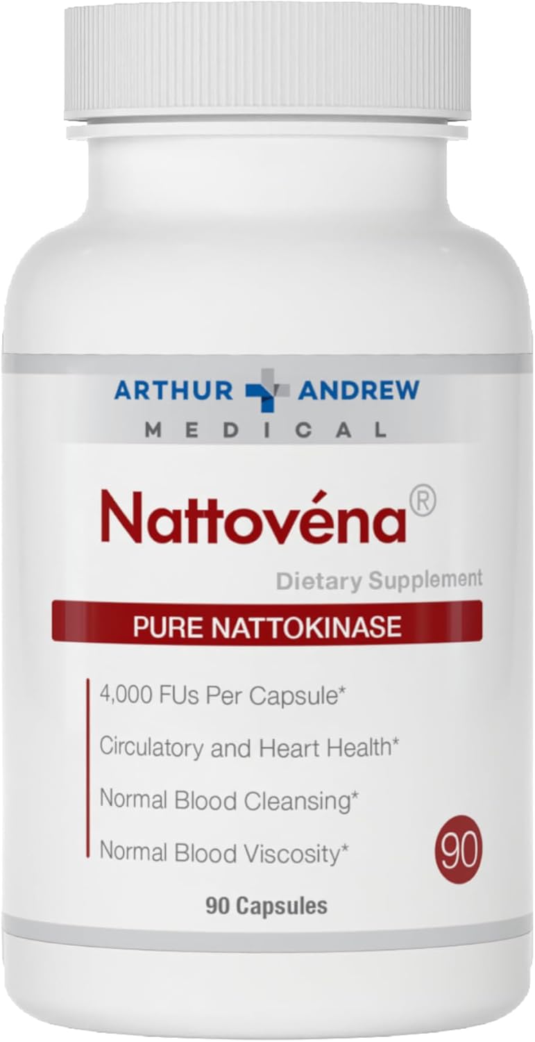 Nattovena Double Strength 4,000 FUs Nattokinase Supplement 90 Capsules by Arthur Andrew Medical