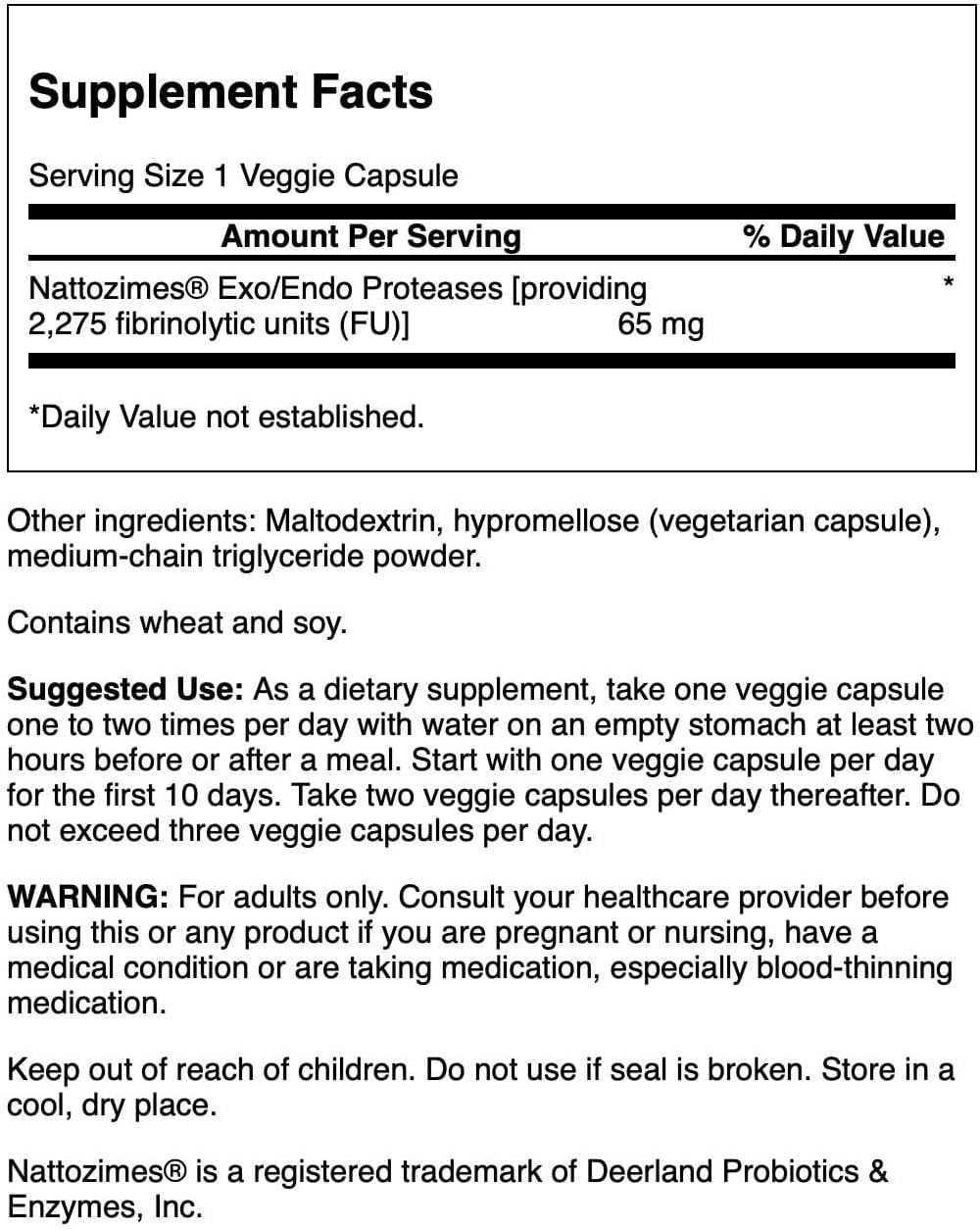 Nattozimes Enzyme Supplement 65mg - 90 Veg Capsules by Swanson