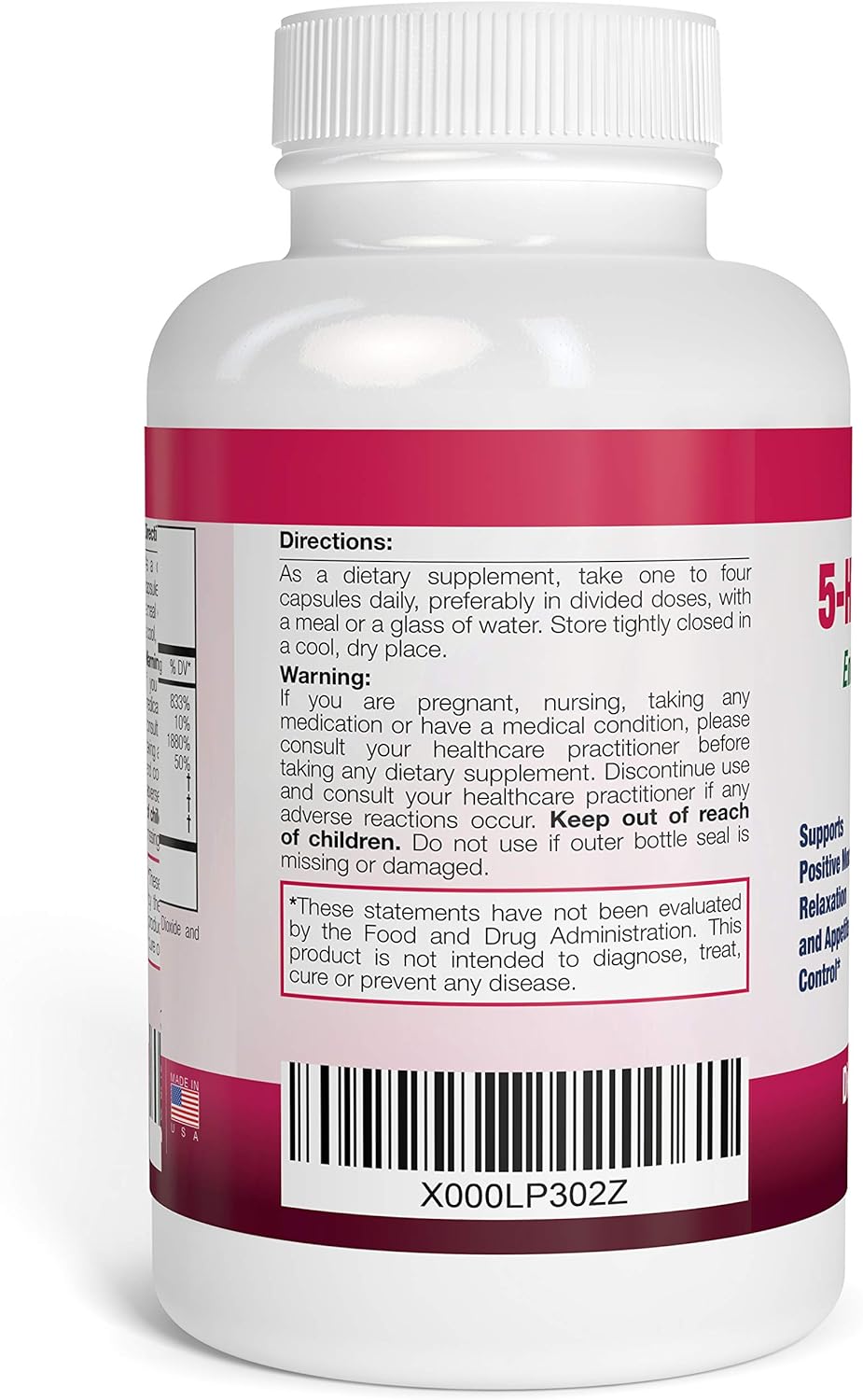 Nattura 5-HTP Supreme Capsules for Positive Mood, Relaxation, and Appetite Control - 90 Count with 5-HTP, L-Tyrosine, L-Lysine, and Vitamins