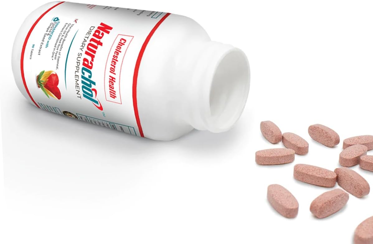 Naturachol Vegan Cholesterol Support Formula with Red Yeast Rice Extract, CoQ10, and Grape Seed Extract - 90 Tablets