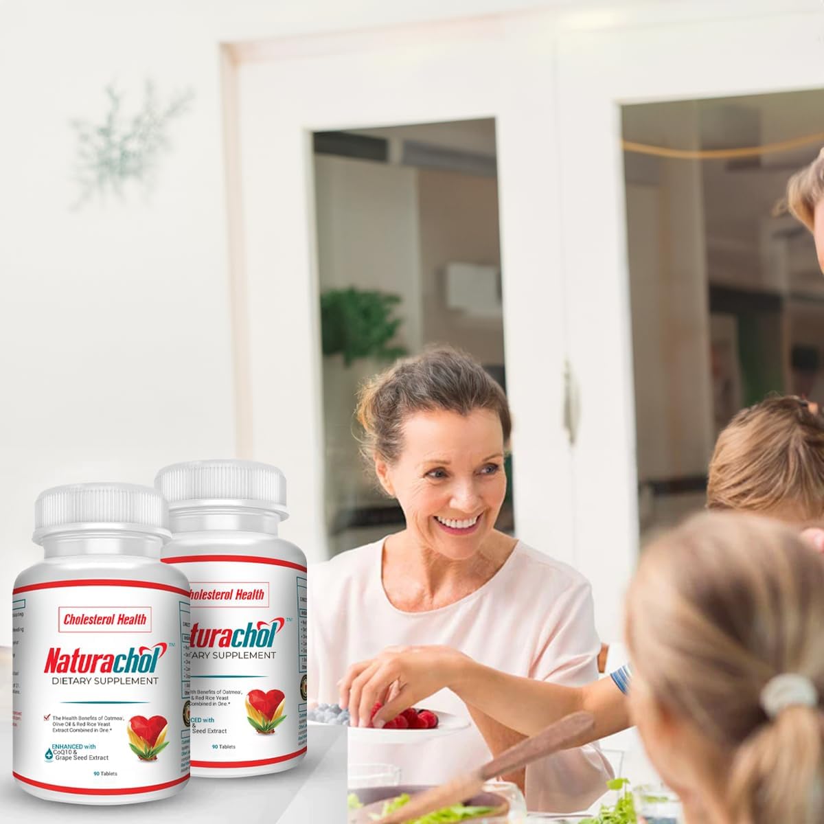 Naturachol Vegan Cholesterol Support Formula with Red Yeast Rice Extract, CoQ10, and Grape Seed Extract - 90 Tablets