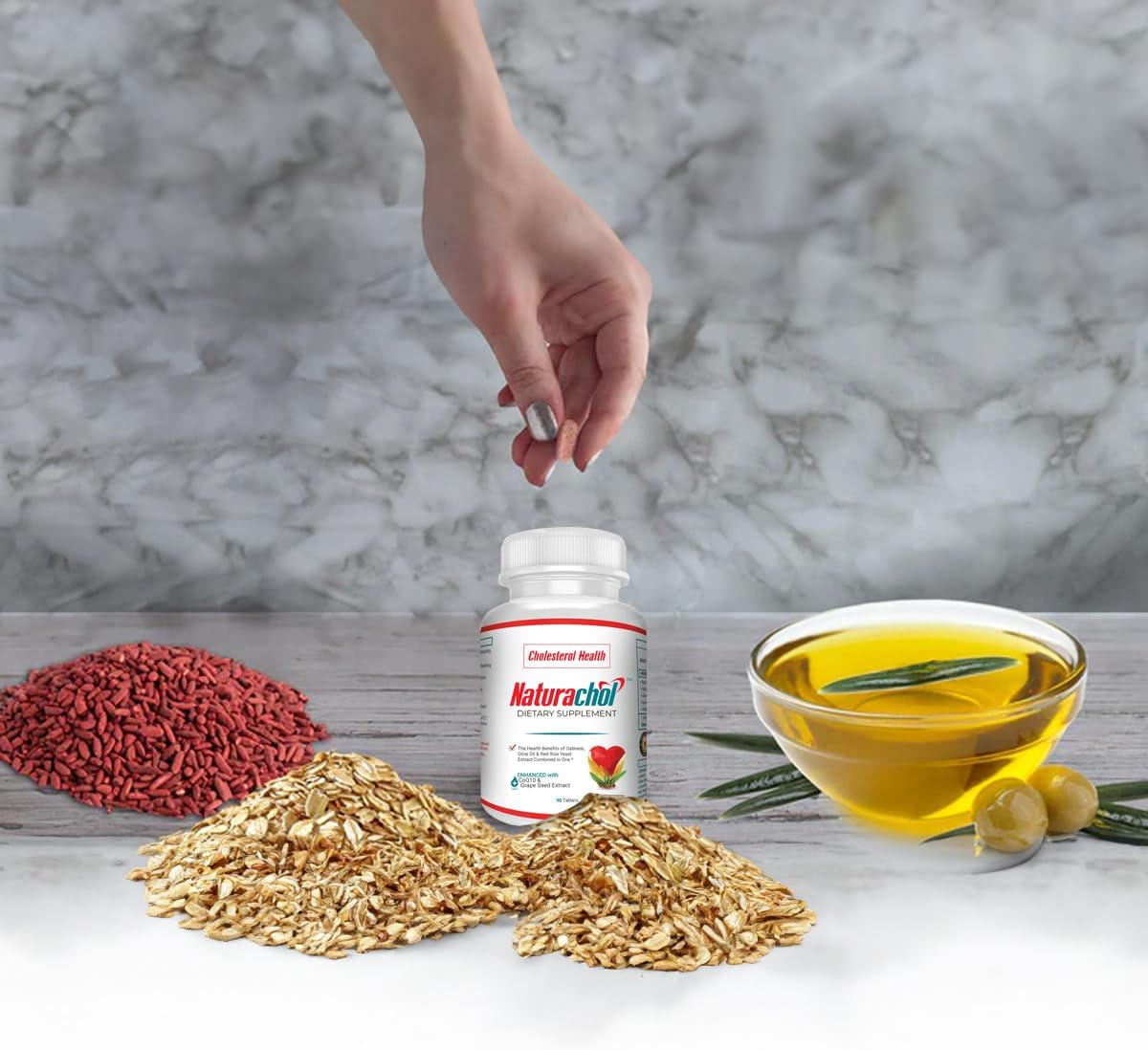 Naturachol Vegan Cholesterol Support Formula with Red Yeast Rice Extract, CoQ10, and Grape Seed Extract - 90 Tablets