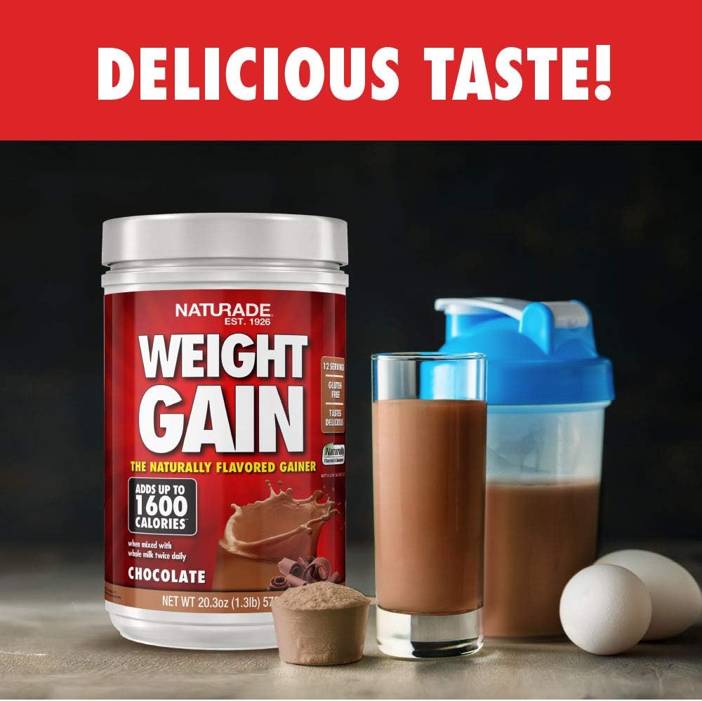 Naturade All Natural Weight Gain Drink Mix Chocolate Flavor 20.3oz - Gluten Free, High Calorie Mass Gainer with Carbs & Protein - 1600 Calories per Serving