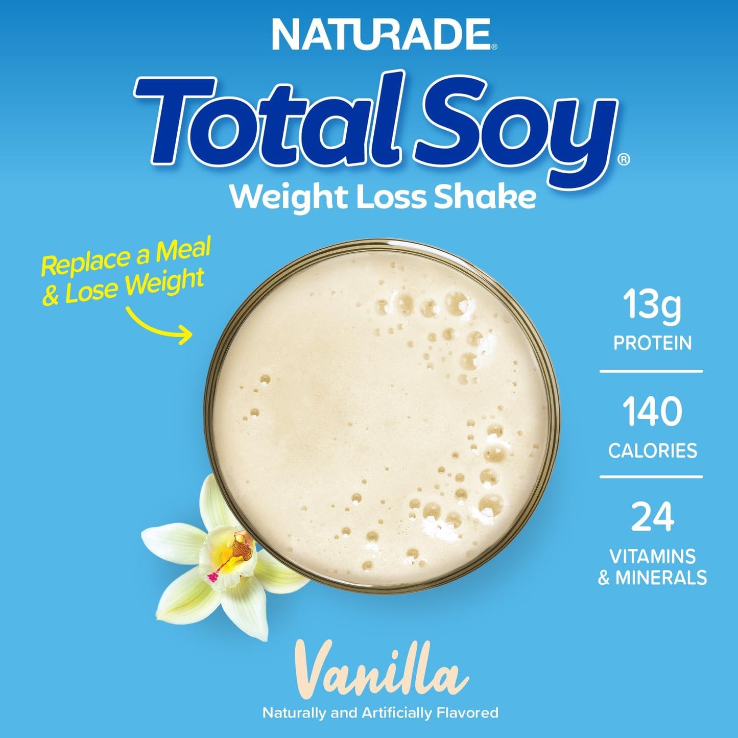 Naturade Total Soy Protein Powder Vanilla - 13g Protein, 140 Calories per Serving, Non-GMO, Lactose & Gluten Free - 30 Servings