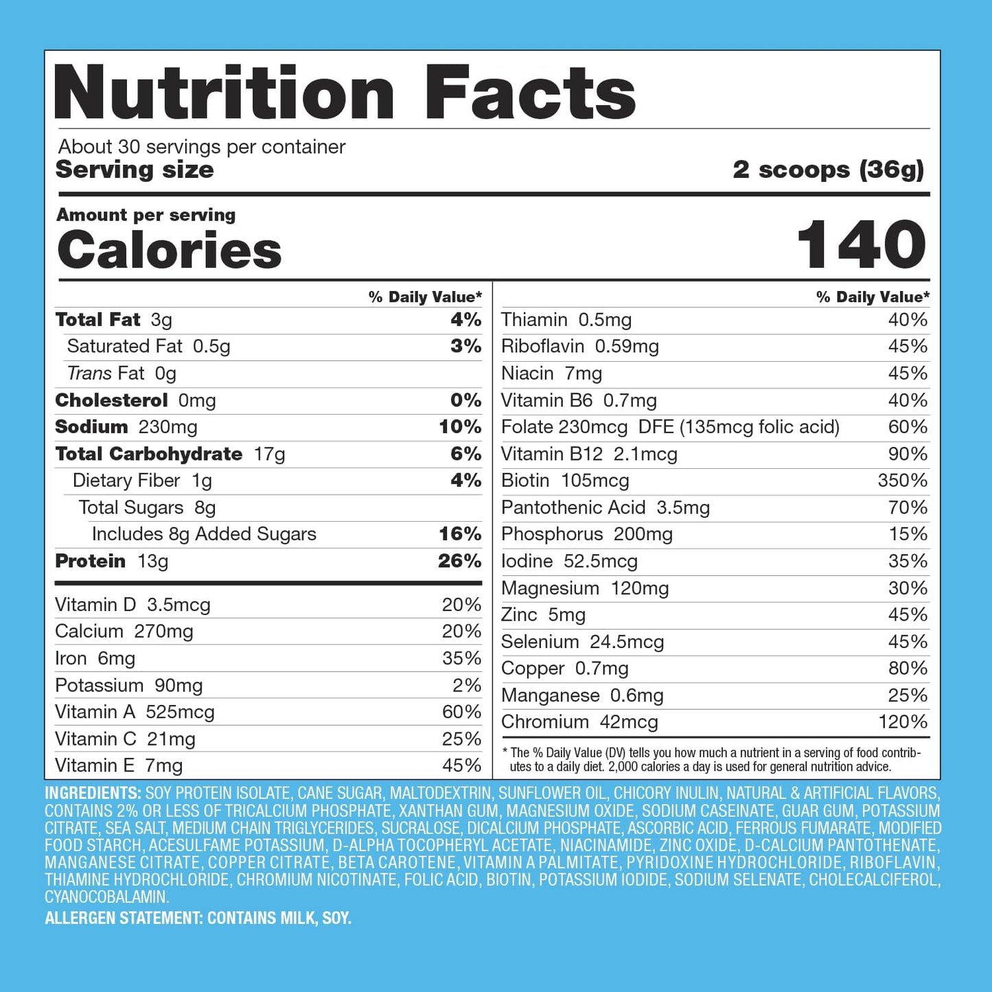Naturade Total Soy Protein Powder Vanilla - 13g Protein, 140 Calories per Serving, Non-GMO, Lactose & Gluten Free - 30 Servings