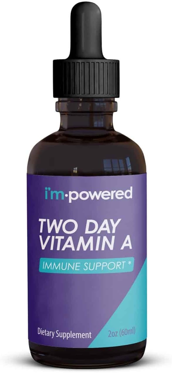 Natural 2 oz Vitamin A Drops - 400,000 IU per Serving for Immune Health - 2 Day Supply