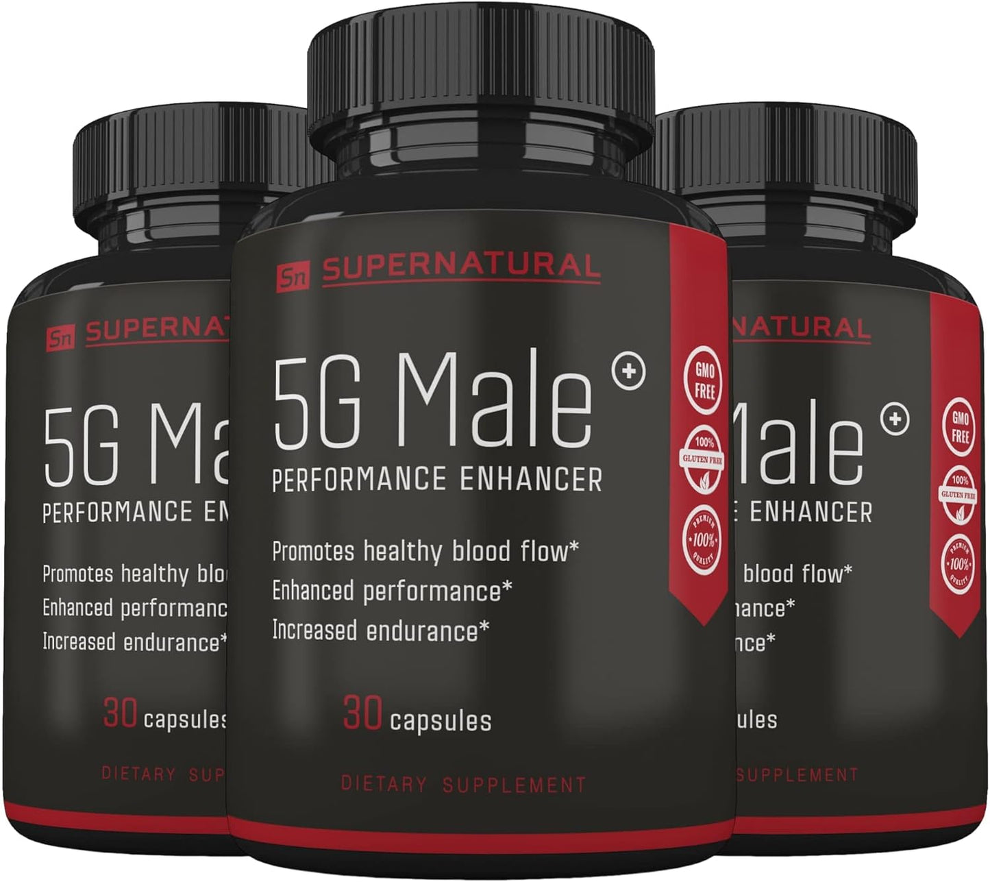 Natural 5G Male Supplement for Enhanced Blood Flow, Stamina, Strength, and Endurance - Ginseng, Garlic, Ginkgo, Ginger Root, Vitamin D - Supports Healthy Males - 90 Capsules