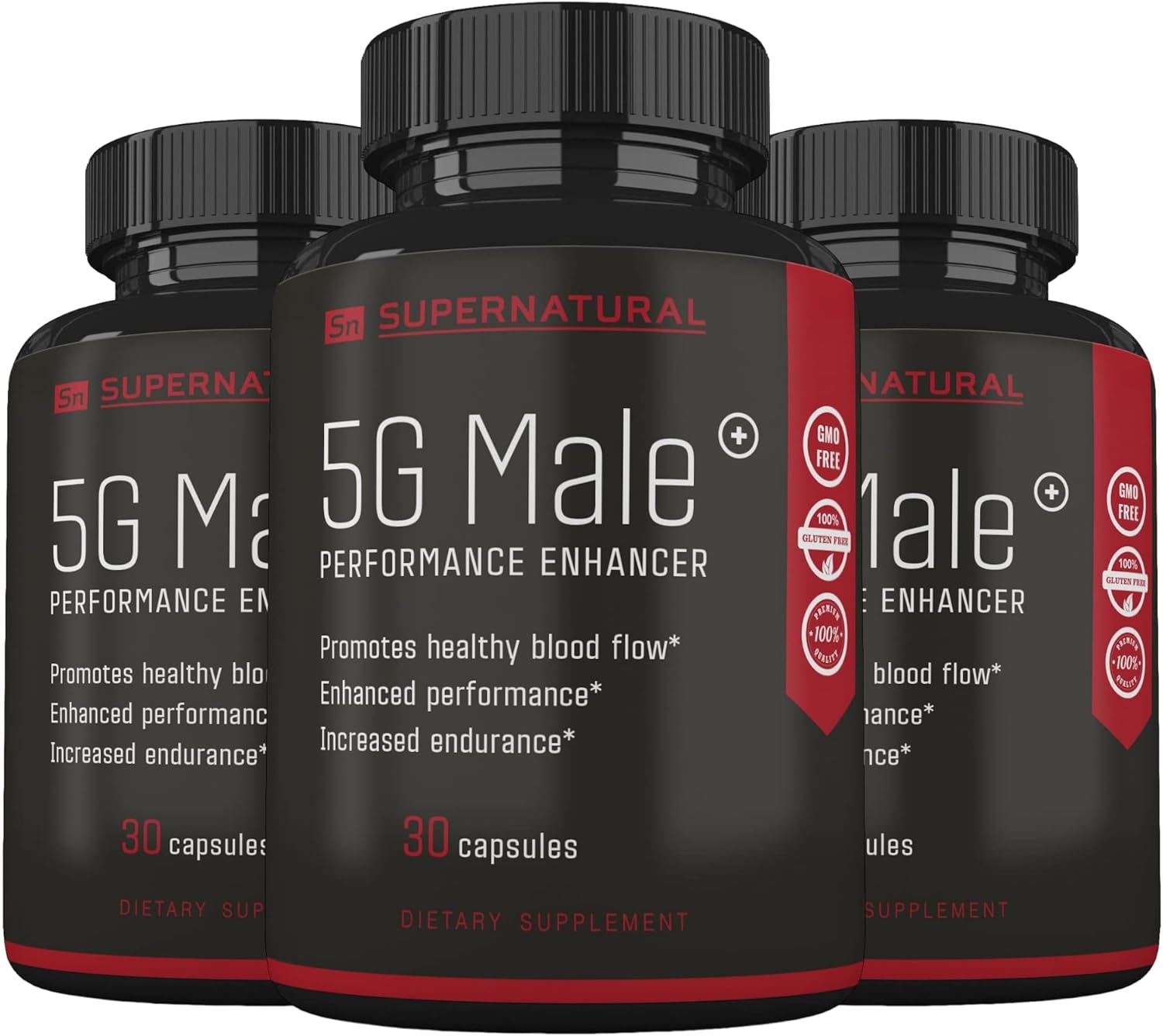 Natural 5G Male Supplement for Enhanced Blood Flow, Stamina, Strength, and Endurance - Ginseng, Garlic, Ginkgo, Ginger Root, Vitamin D - Supports Healthy Males - 90 Capsules