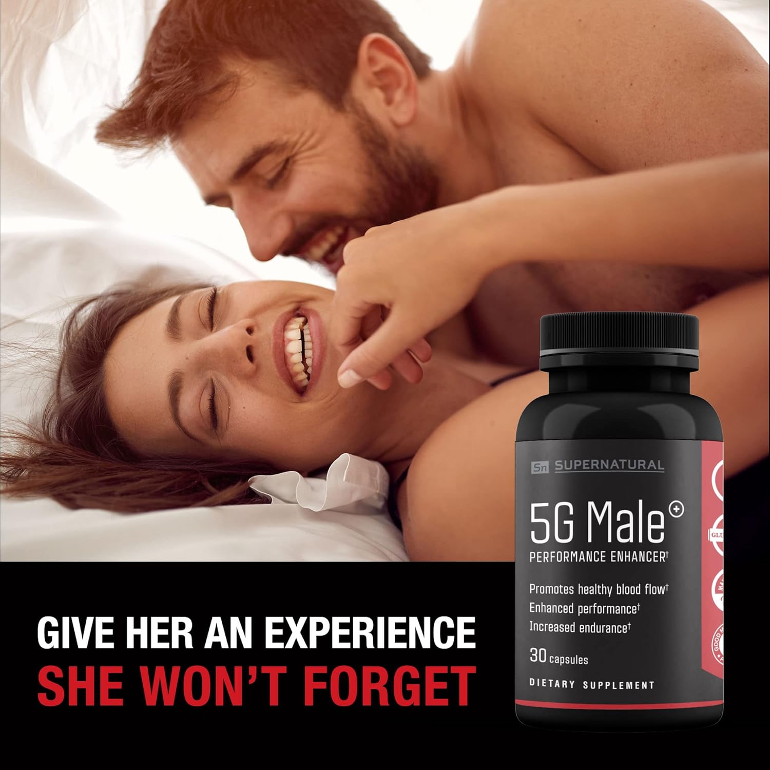 Natural 5G Male Supplement for Enhanced Blood Flow, Stamina, Strength, and Endurance - Ginseng, Garlic, Ginkgo, Ginger Root, Vitamin D - Supports Healthy Males - 90 Capsules