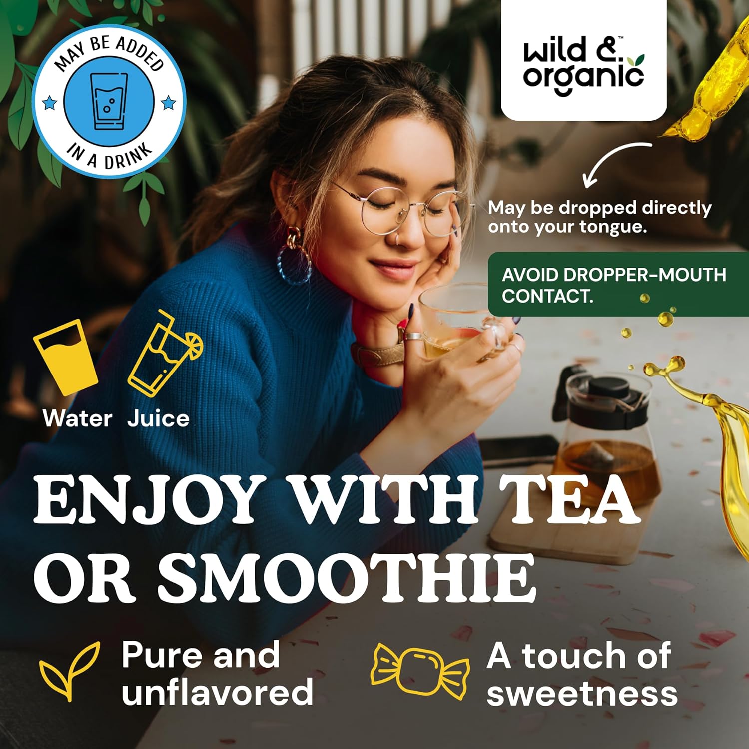 Natural Adrenal Support Drops for Women and Men - Vegan & Organic Adrenal Support Supplements - Sugar & Alcohol-Free - 2-Month Supply - 4 fl oz