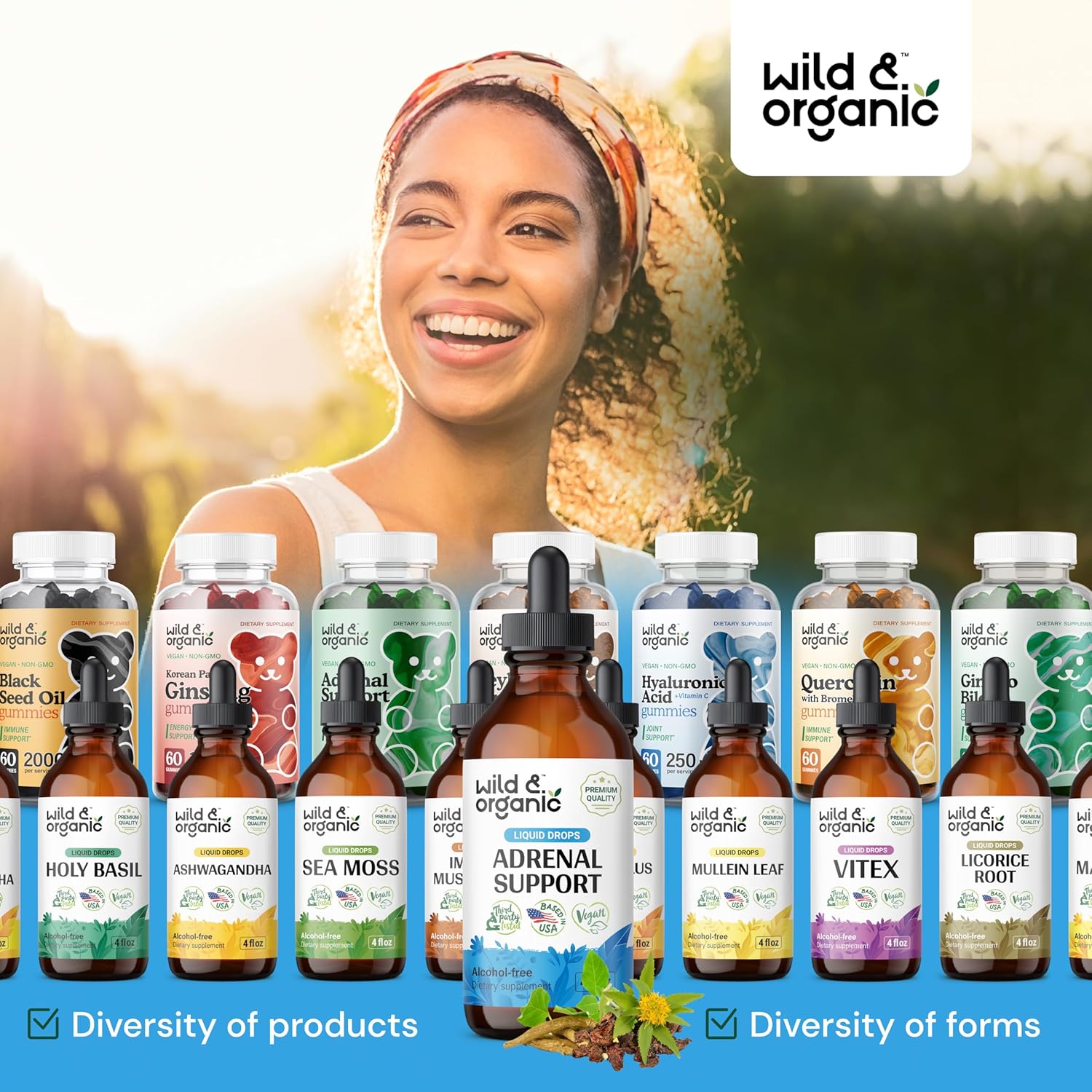 Natural Adrenal Support Drops for Women and Men - Vegan & Organic Adrenal Support Supplements - Sugar & Alcohol-Free - 2-Month Supply - 4 fl oz