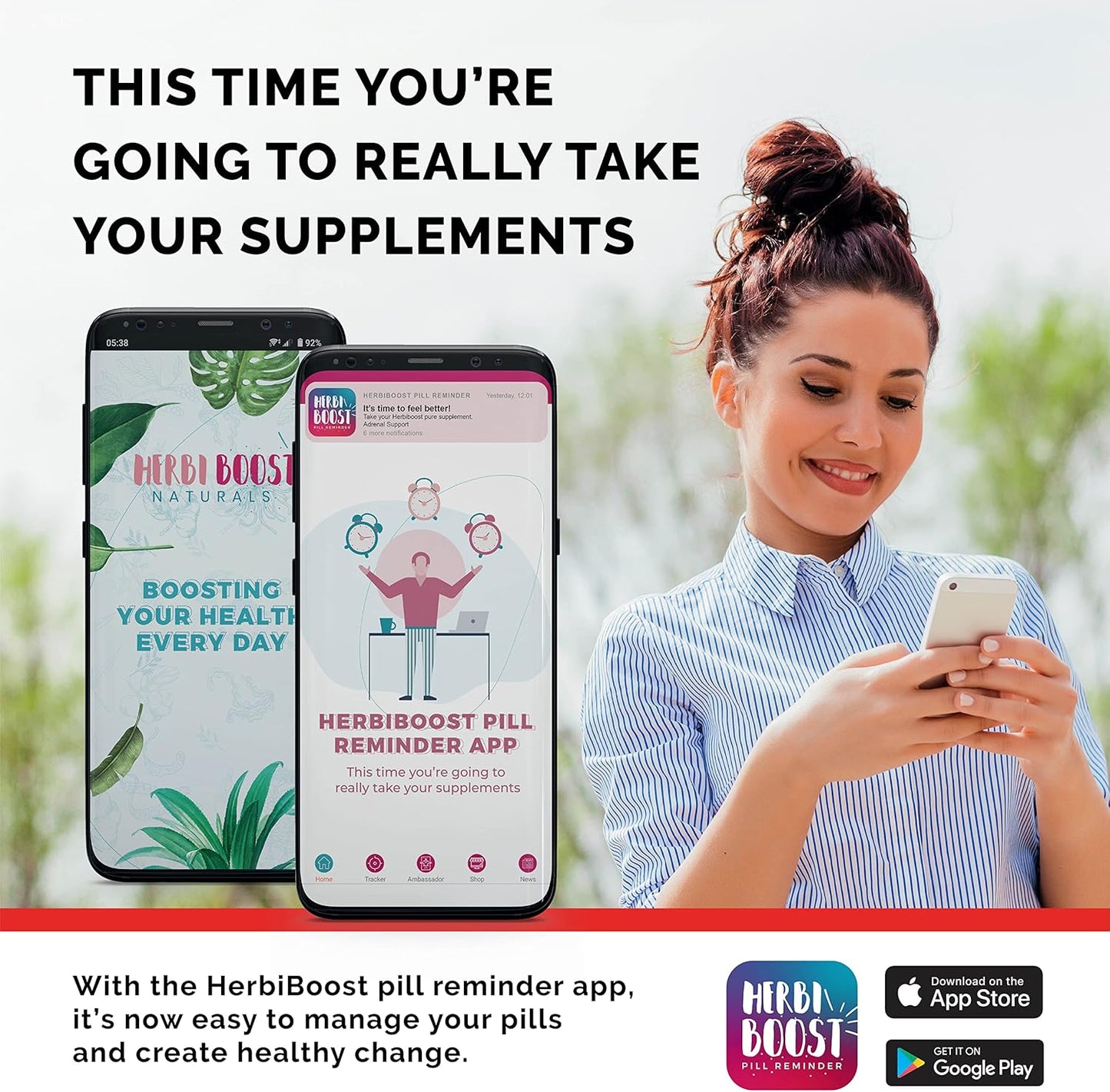 Natural Adrenal Support Supplement for Focus, Energy, and Fatigue Relief - 60 Capsules with Ashwagandha & Adaptogens by HERBI BOOST NATURALS