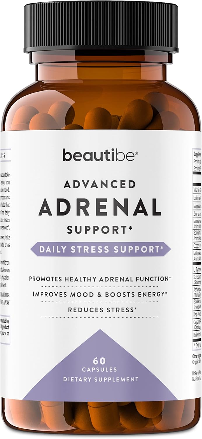 Natural Adrenal Support Supplement for Stress Relief and Energy - Cortisol Manager for Men and Women - Mood and Energy Booster with Ashwagandha & L-Tyrosine - 60 Non-GMO Capsules