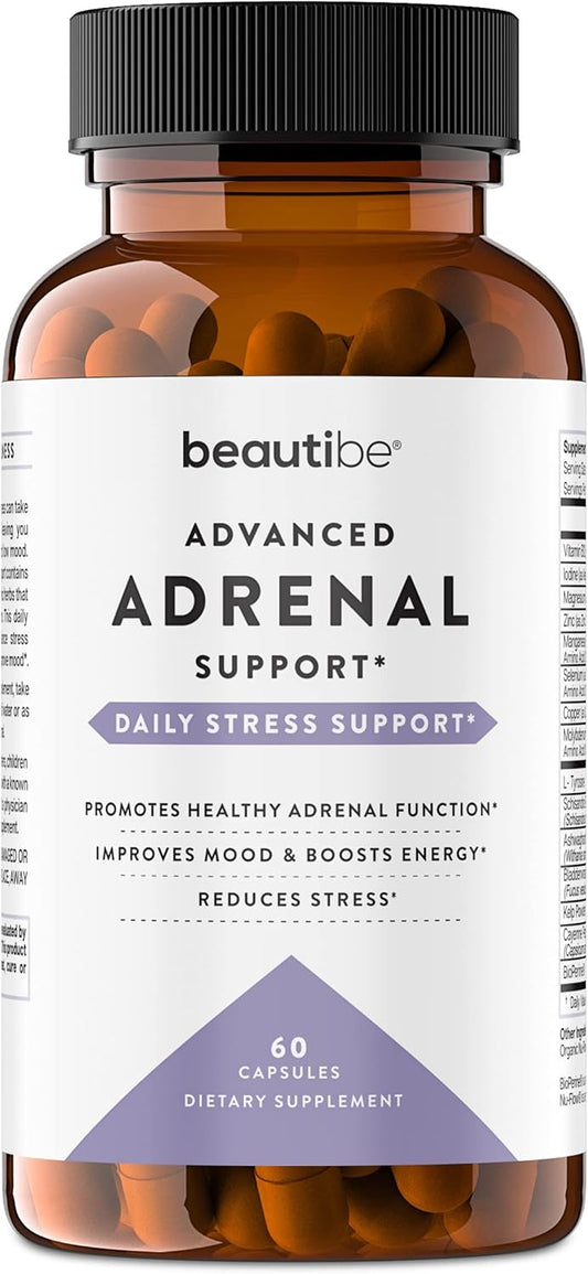 Natural Adrenal Support Supplement for Stress Relief and Energy - Cortisol Manager for Men and Women - Mood and Energy Booster with Ashwagandha & L-Tyrosine - 60 Non-GMO Capsules