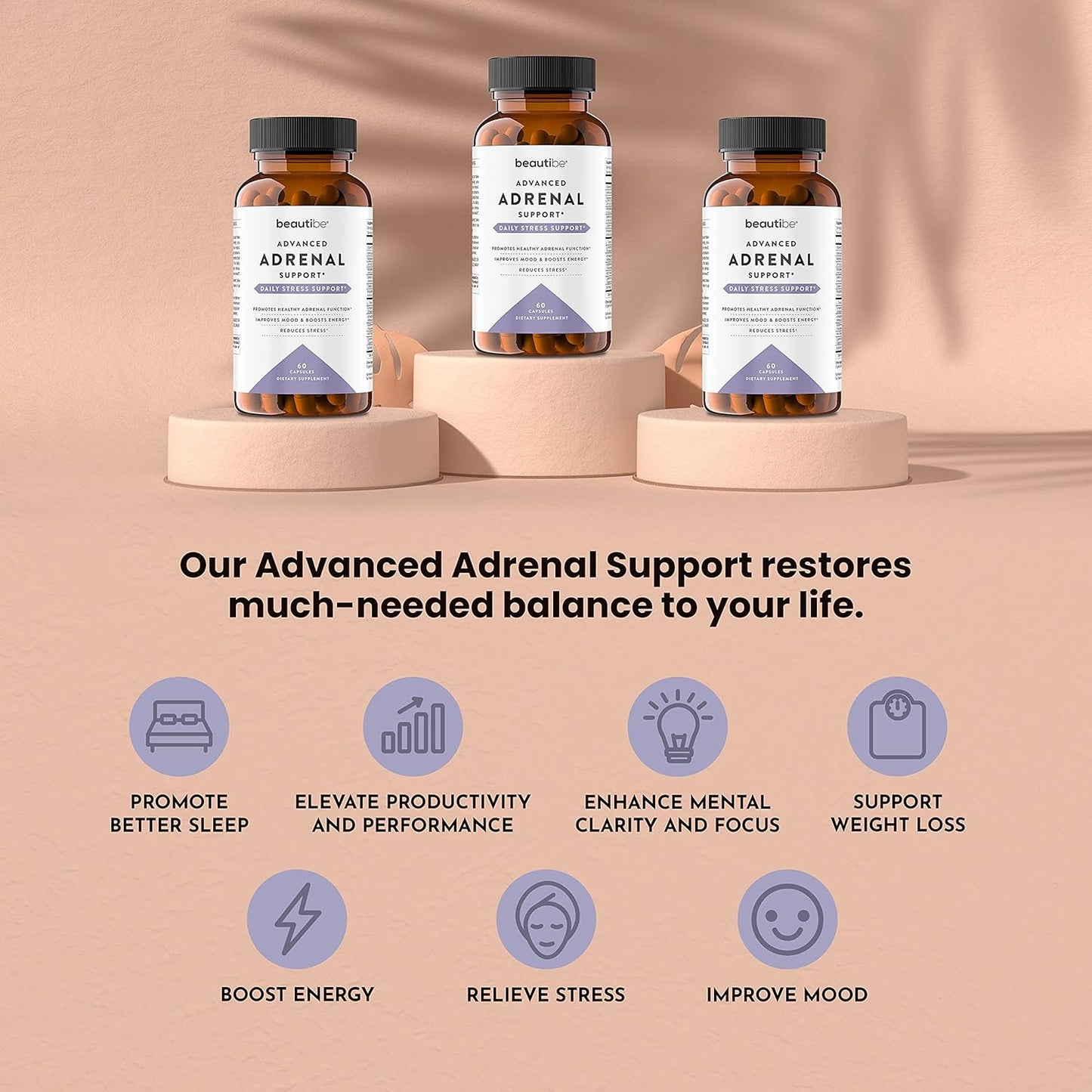 Natural Adrenal Support Supplement for Stress Relief and Energy - Cortisol Manager for Men and Women - Mood and Energy Booster with Ashwagandha & L-Tyrosine - 60 Non-GMO Capsules