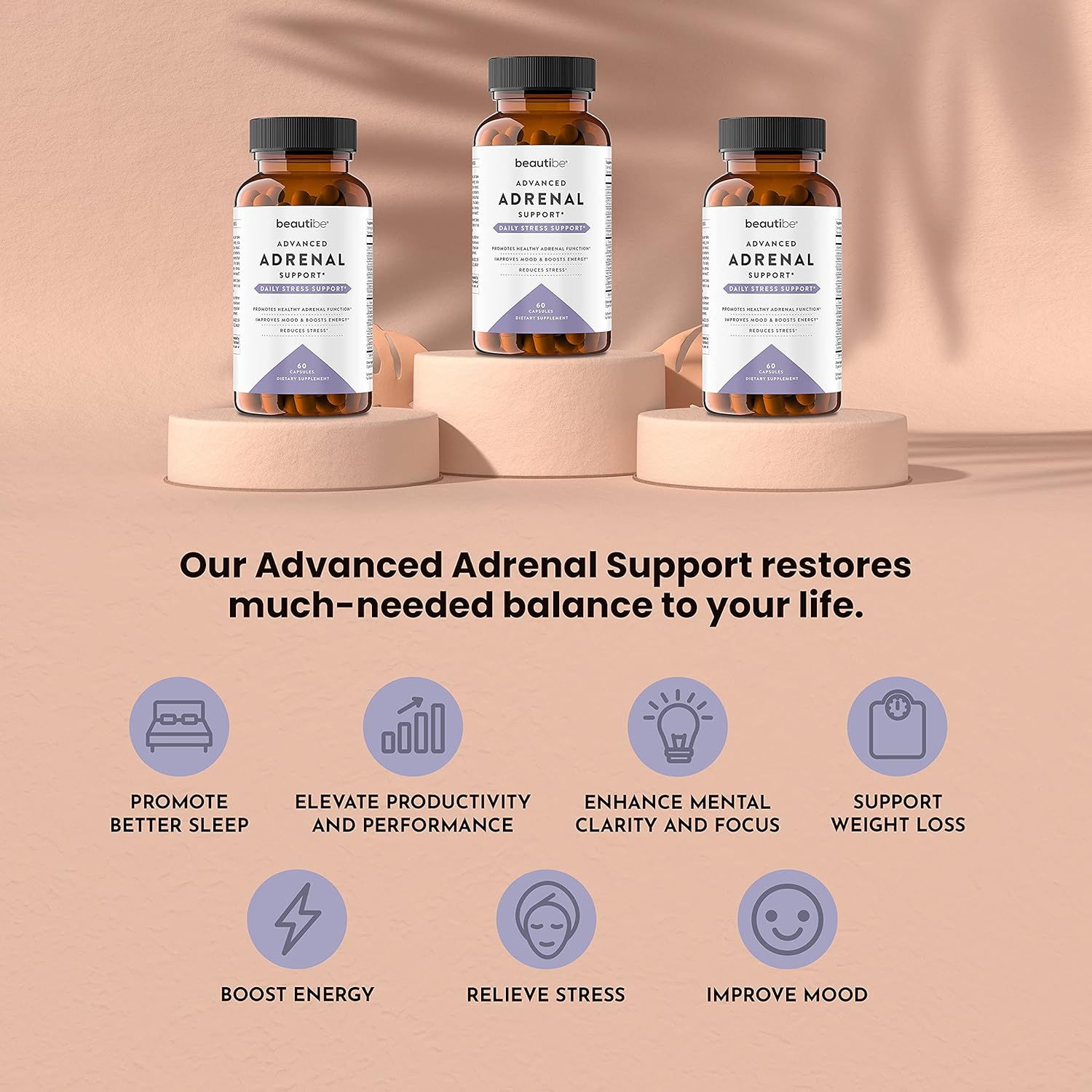 Natural Adrenal Support Supplement for Stress Relief and Energy - Cortisol Manager for Men and Women - Mood and Energy Booster with Ashwagandha & L-Tyrosine - 60 Non-GMO Capsules