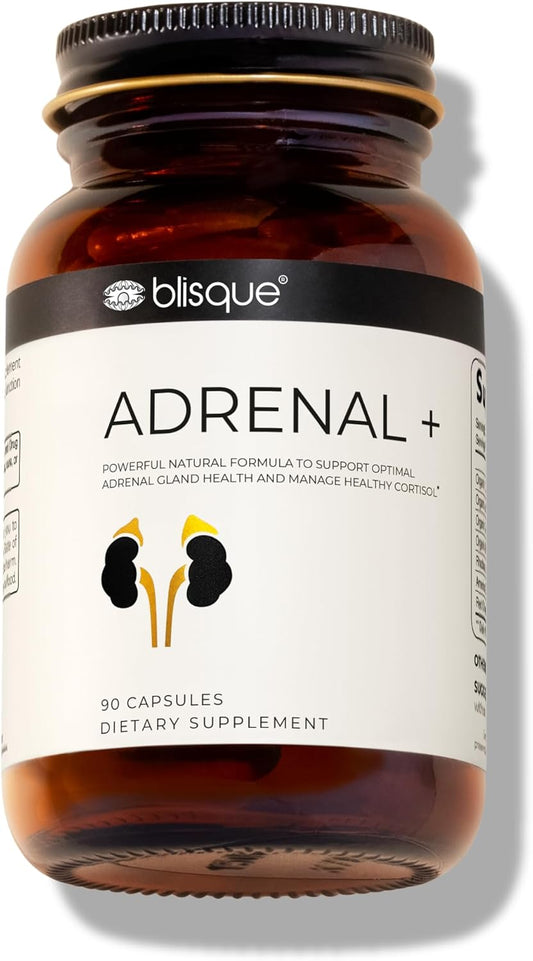 Natural Adrenal Support Supplement with Ashwagandha for Stress Relief and Cortisol Management - 90 Vegan Capsules