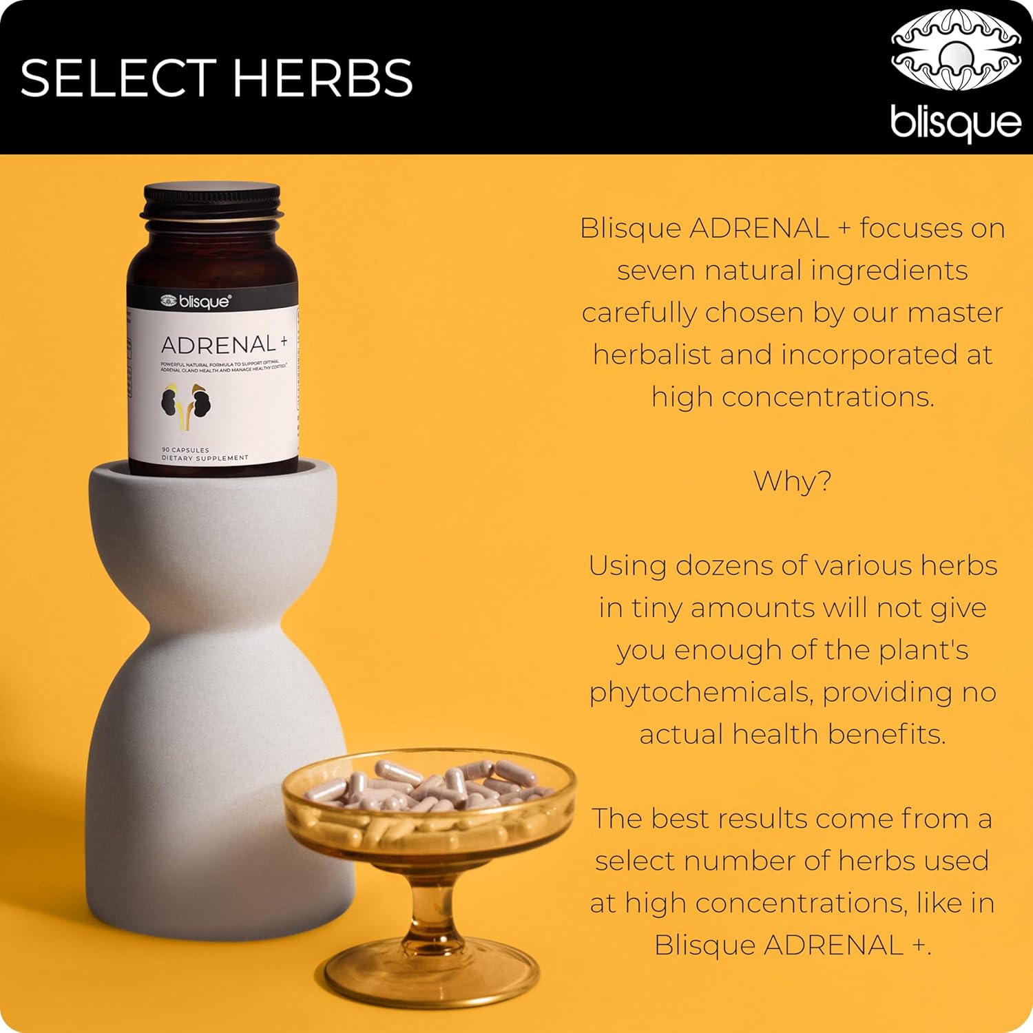 Natural Adrenal Support Supplement with Ashwagandha for Stress Relief and Cortisol Management - 90 Vegan Capsules