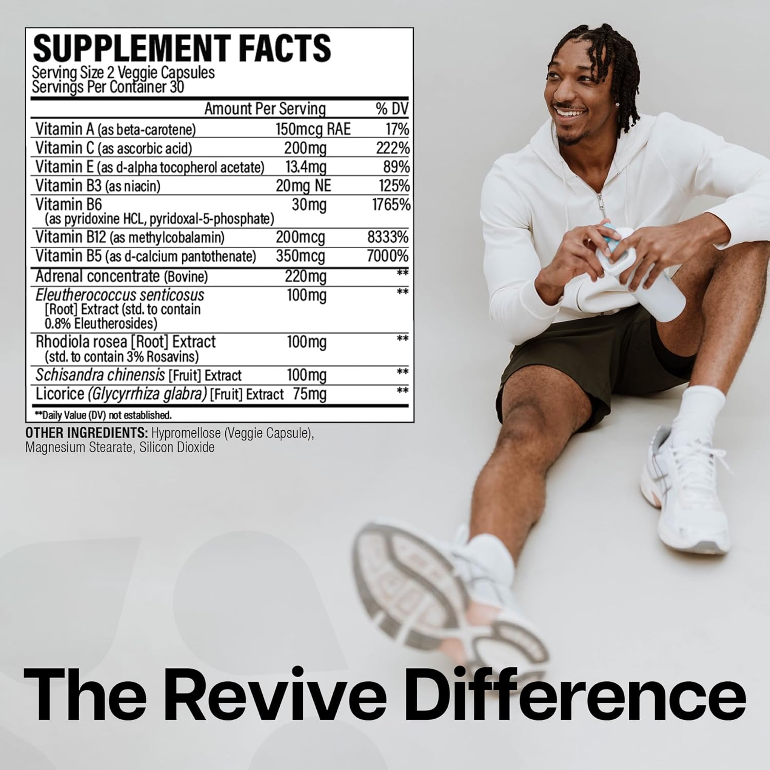 Natural Adrenal Support Supplements with Rhodiola Rosea & Ashwagandha - Promotes Energy & Mental Performance - Men & Women