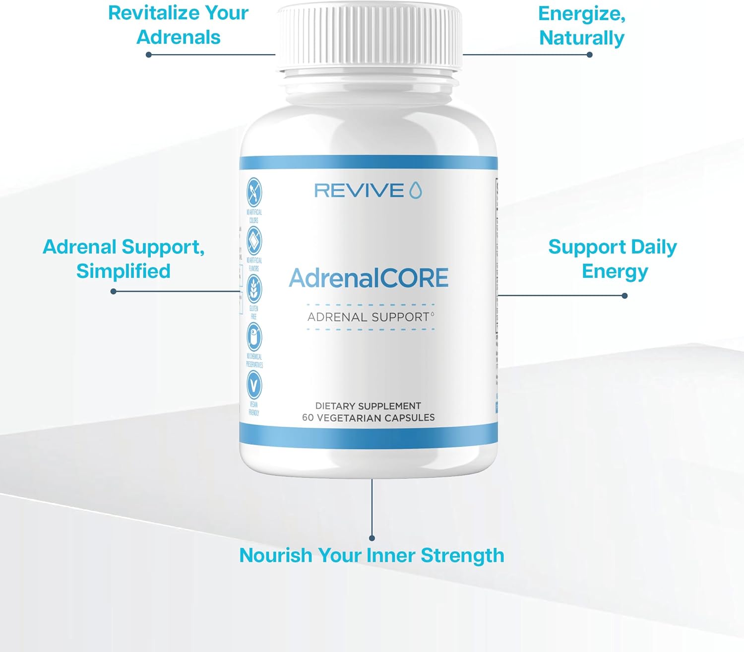 Natural Adrenal Support Supplements with Rhodiola Rosea & Ashwagandha - Promotes Energy & Mental Performance - Men & Women