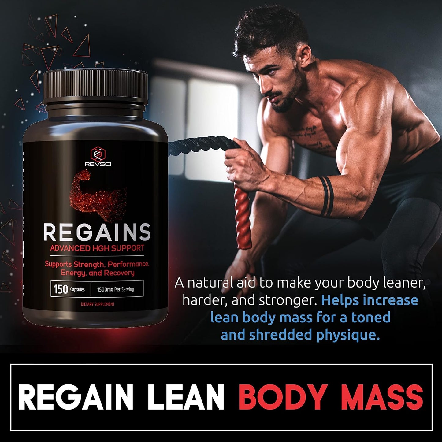 Natural Anabolic Muscle Growth Supplement for Men & Women - HGH Boost with 150 Protein Pills, Muscle Builder & Recovery