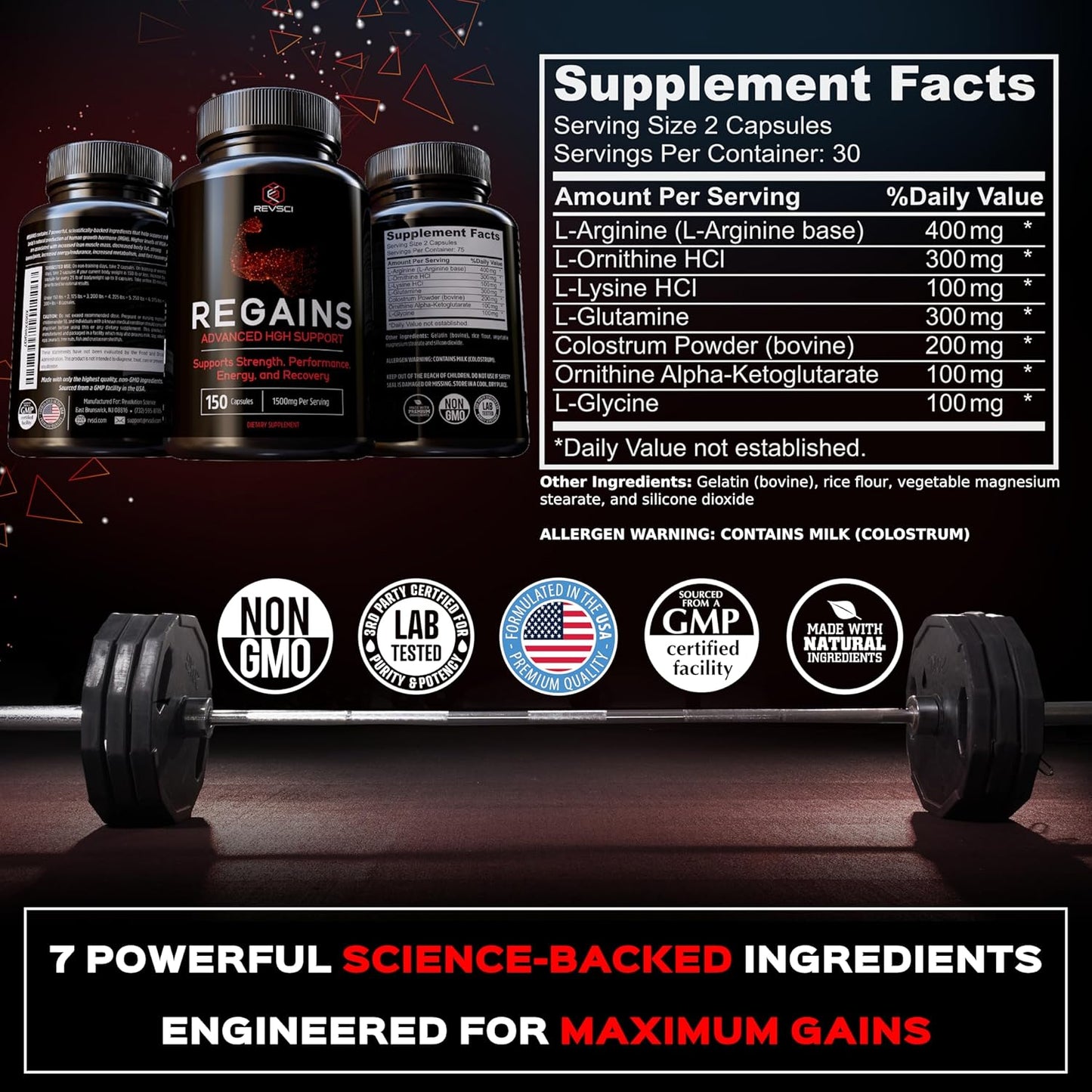 Natural Anabolic Muscle Growth Supplement for Men & Women - HGH Boost with 150 Protein Pills, Muscle Builder & Recovery